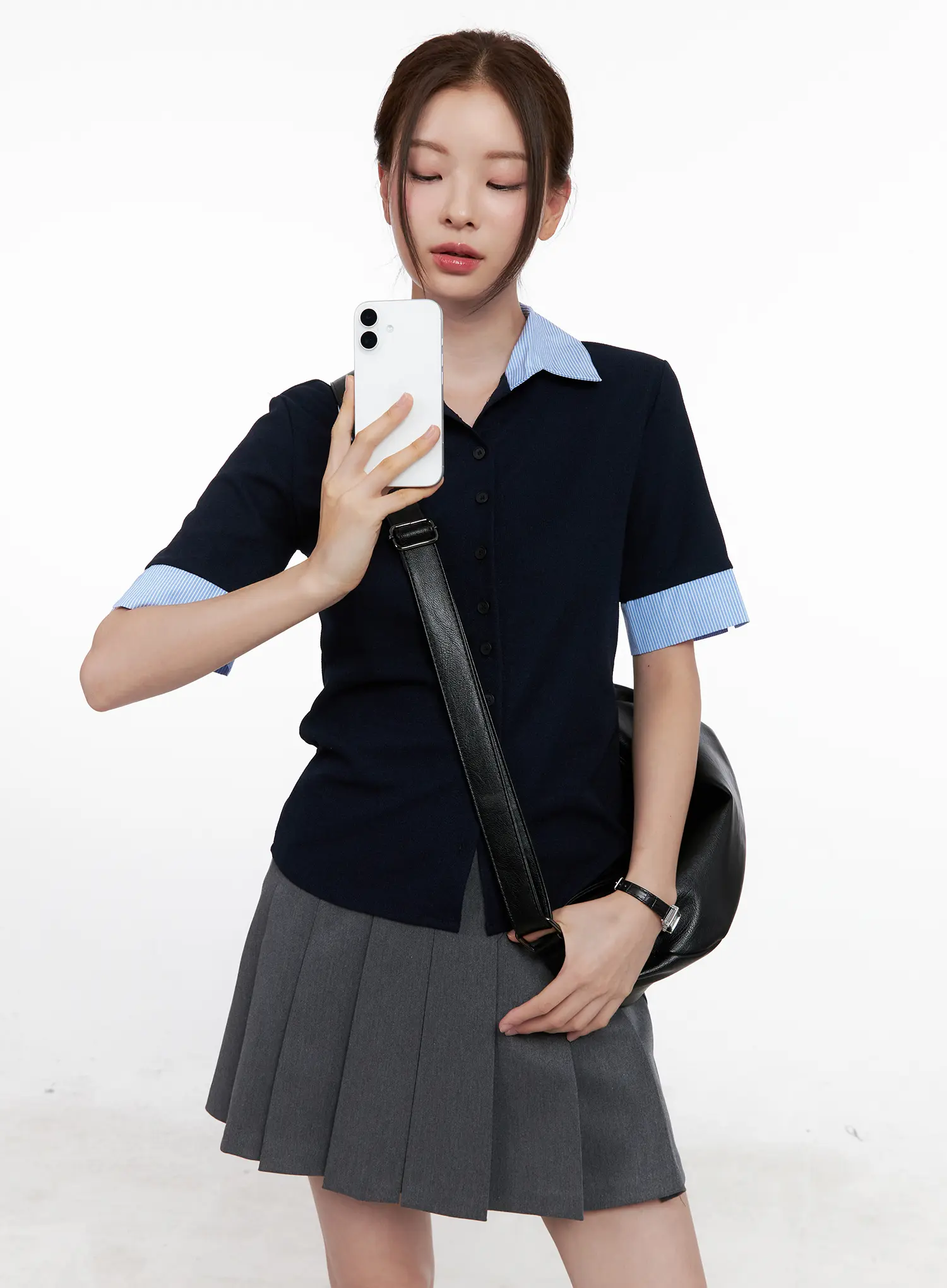Layered Collar Short-Sleeve Shirt CL524