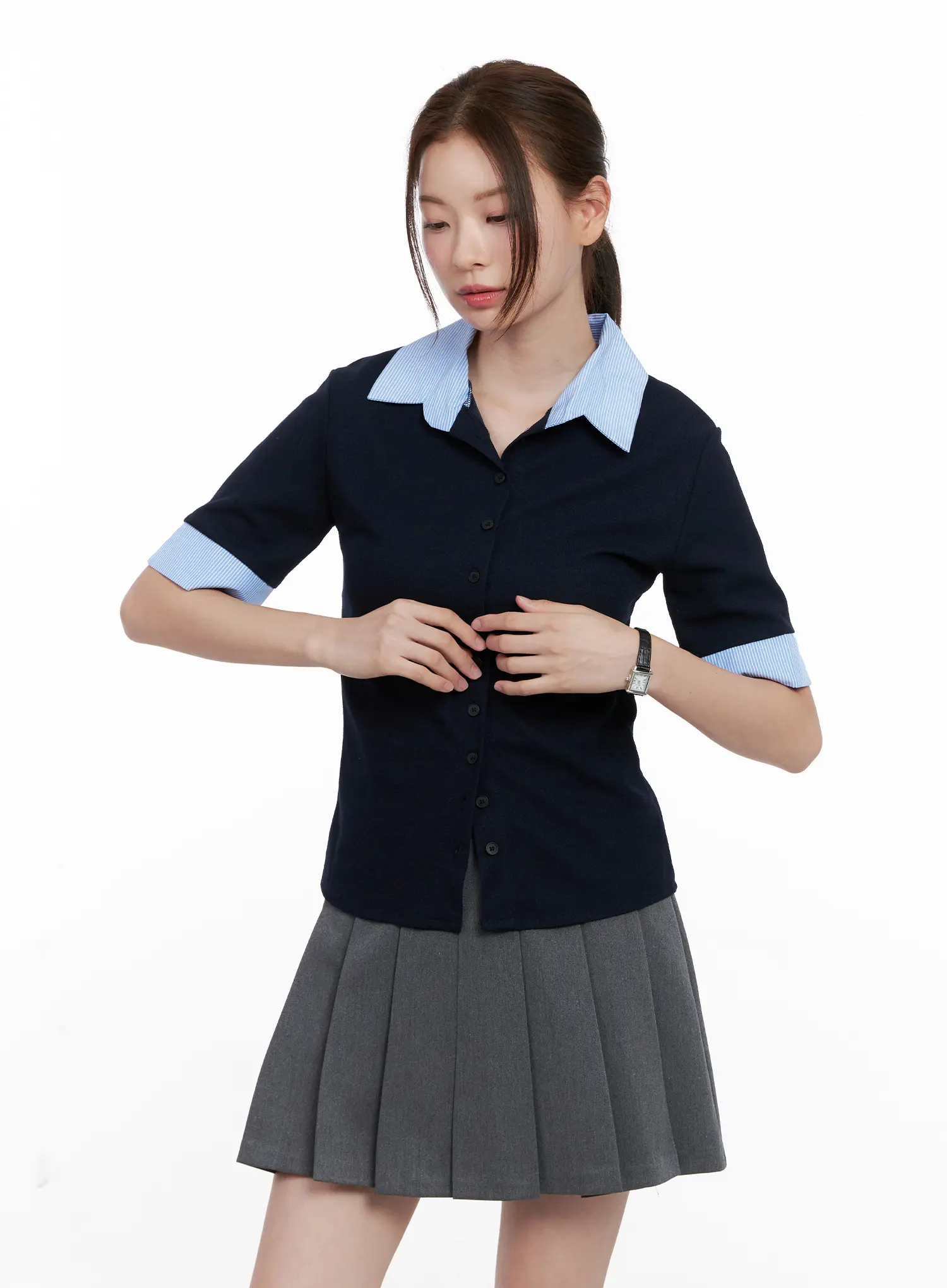 Layered Collar Short-Sleeve Shirt CL524 - Image 11