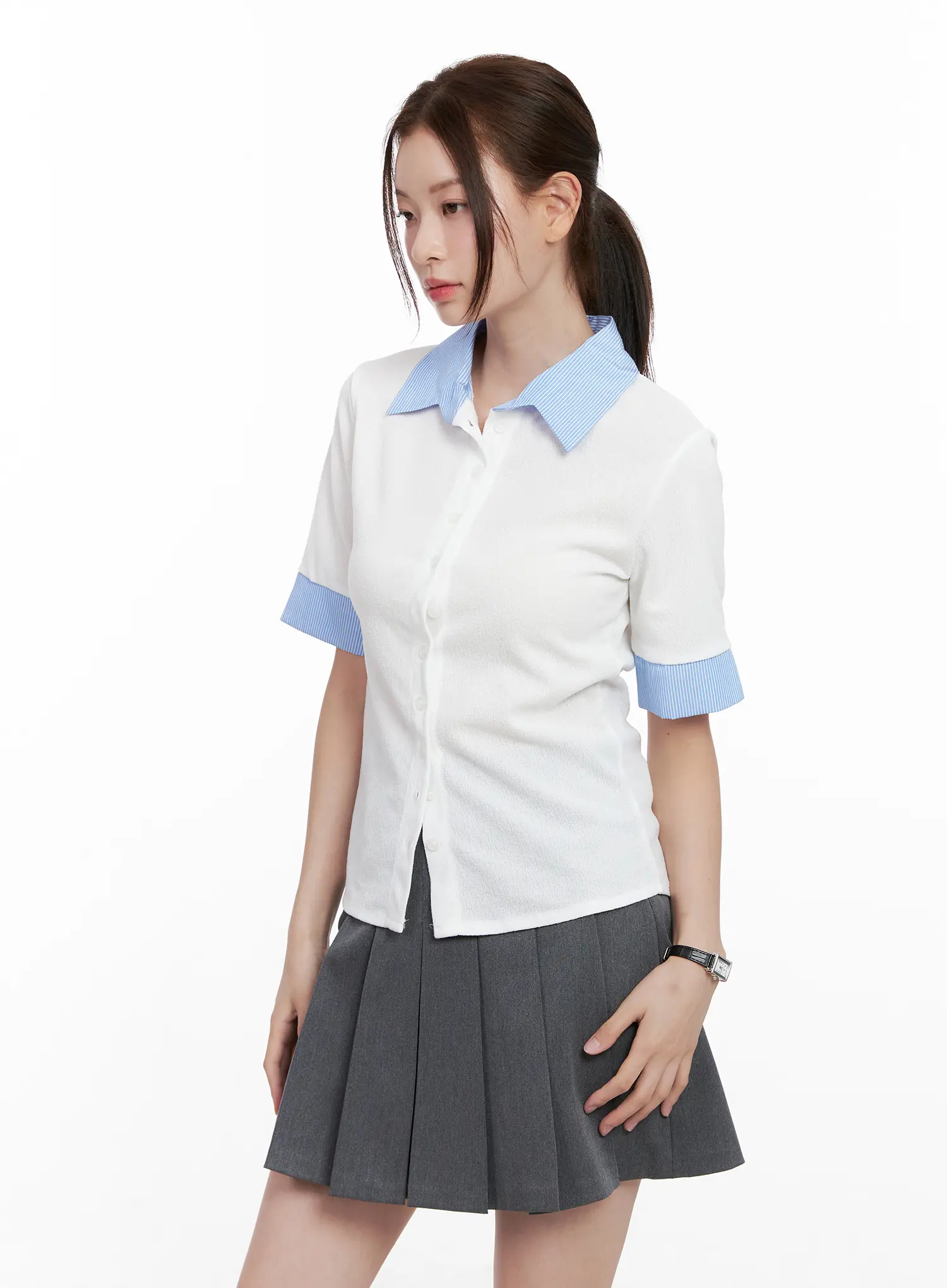 Layered Collar Short-Sleeve Shirt CL524 - Image 12