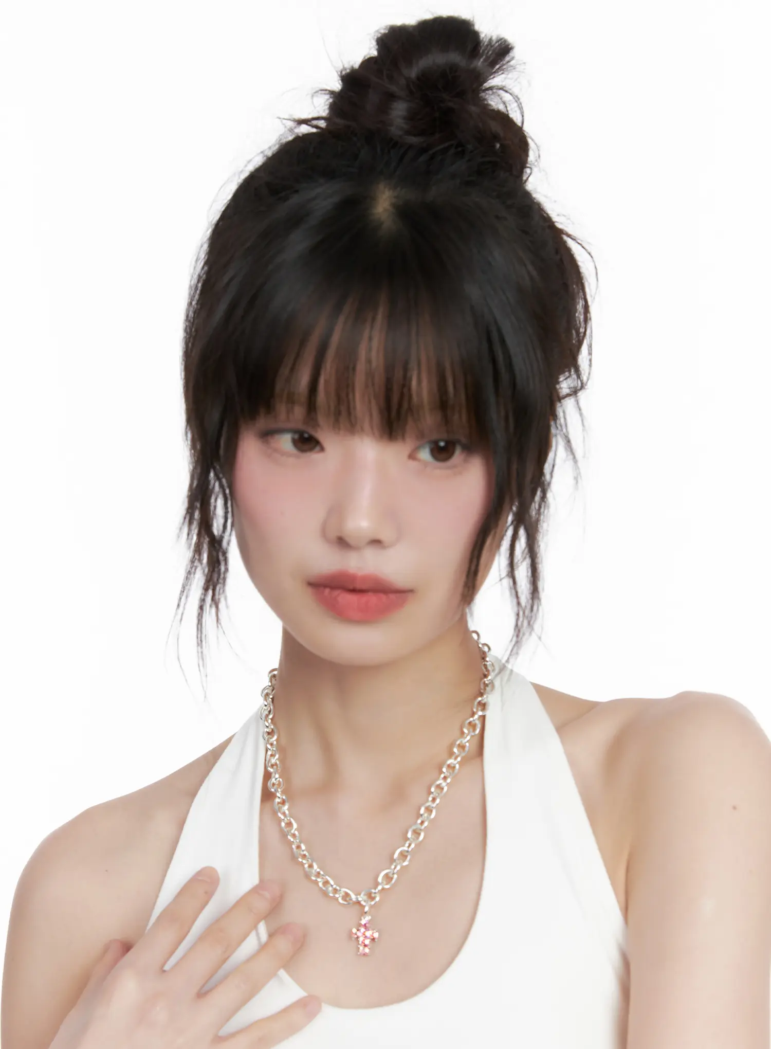 Layered Cross Charm Necklace CG519 - Image 2