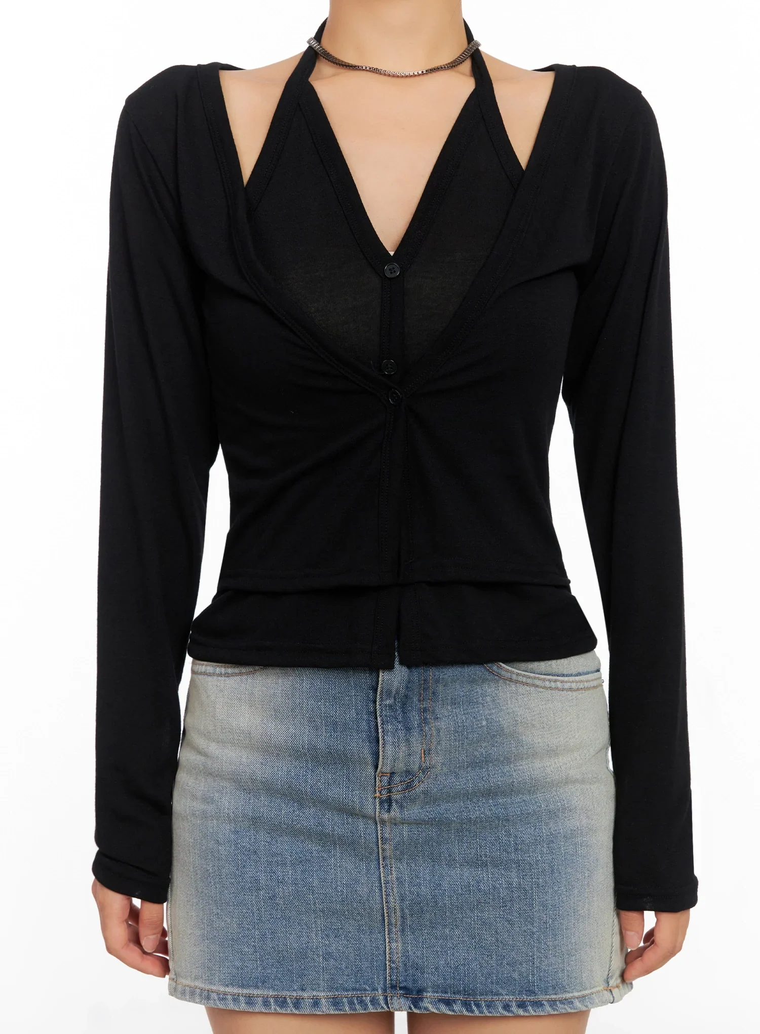 Layered Halter Cardigan IG527 - Image 3