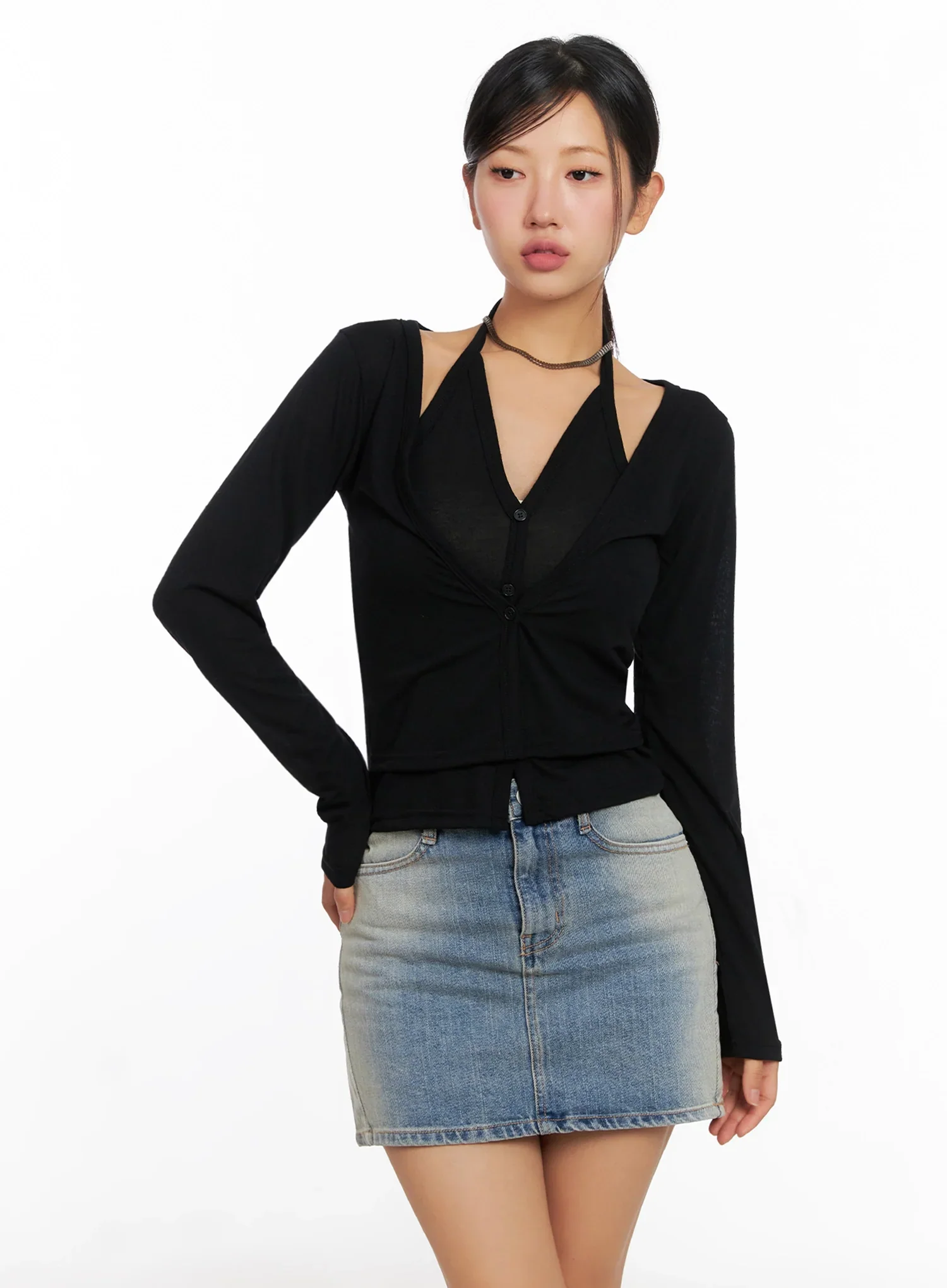 Layered Halter Cardigan IG527 - Image 4
