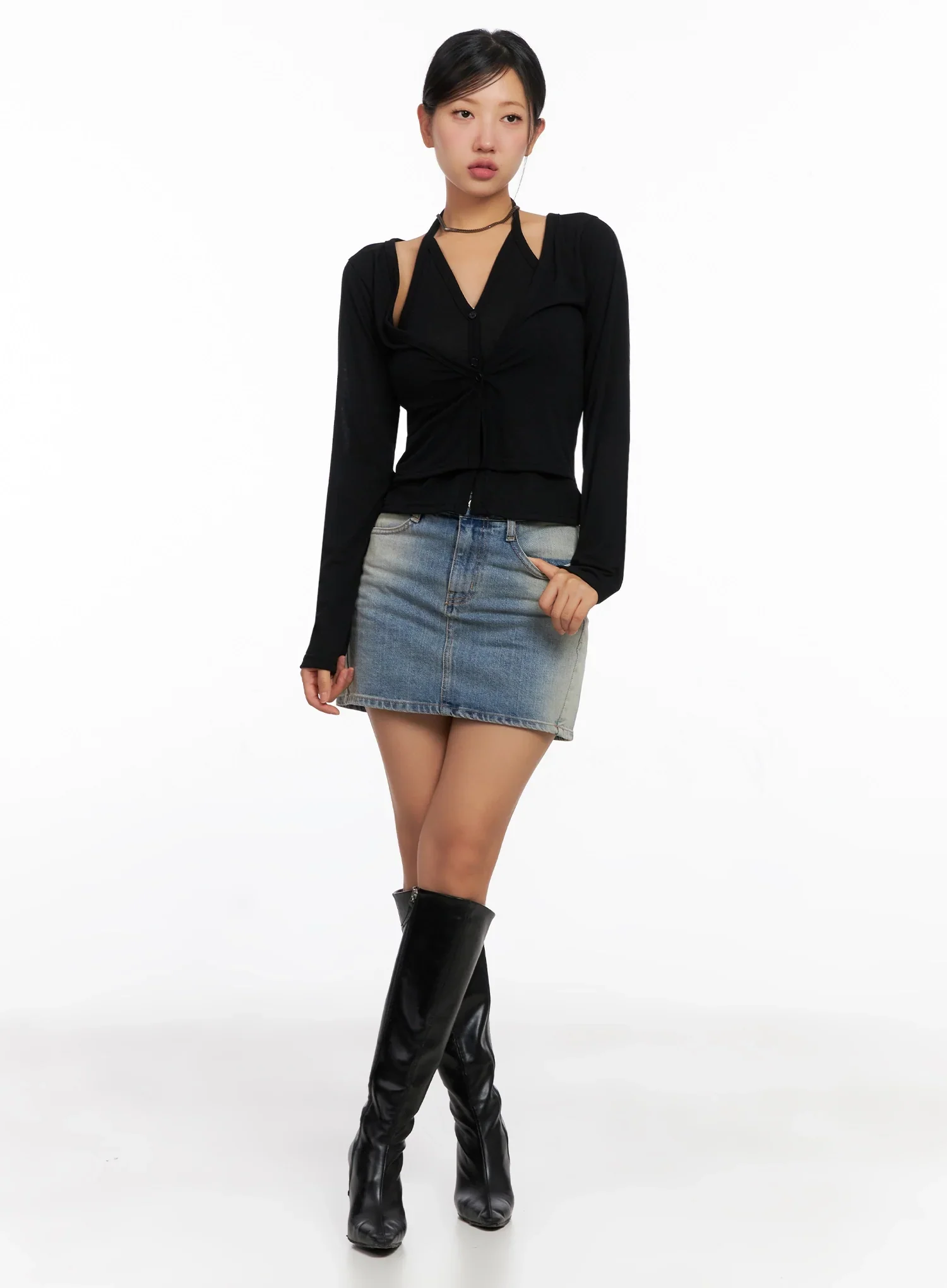 Layered Halter Cardigan IG527 - Image 6