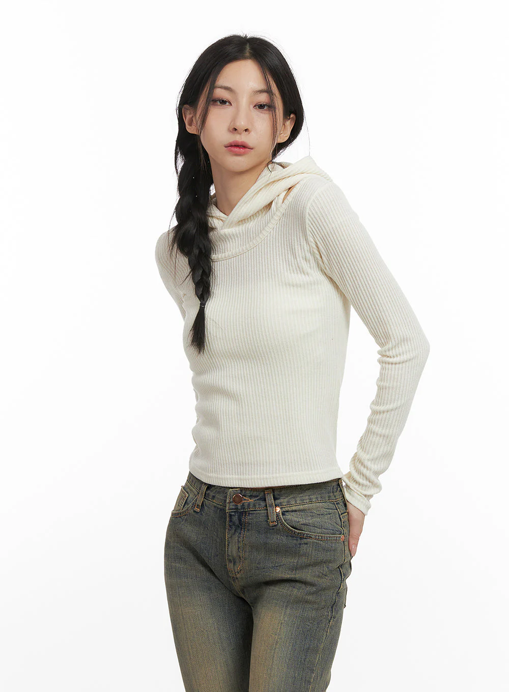 Layered Hooded Crop Top CN428 - Image 8