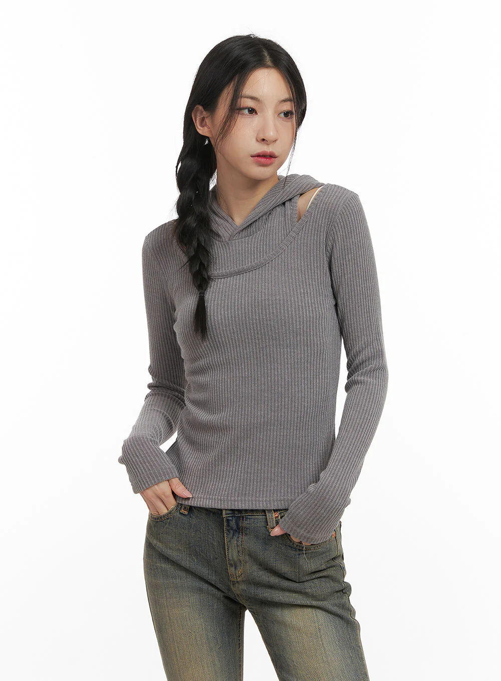 Layered Hooded Crop Top CN428 - Image 9