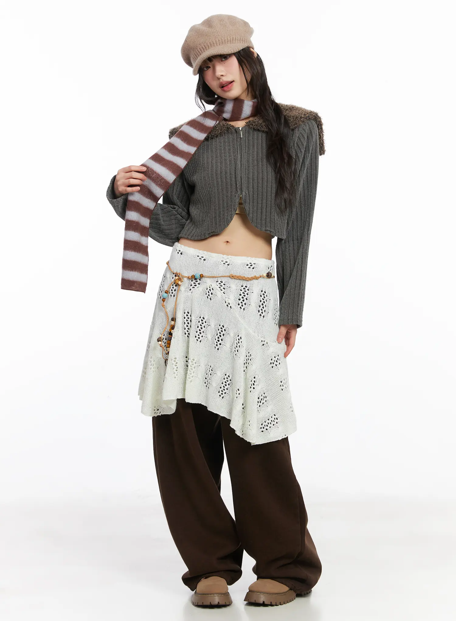 Layered Knit Flare Midi Skirt CD531 - Image 2