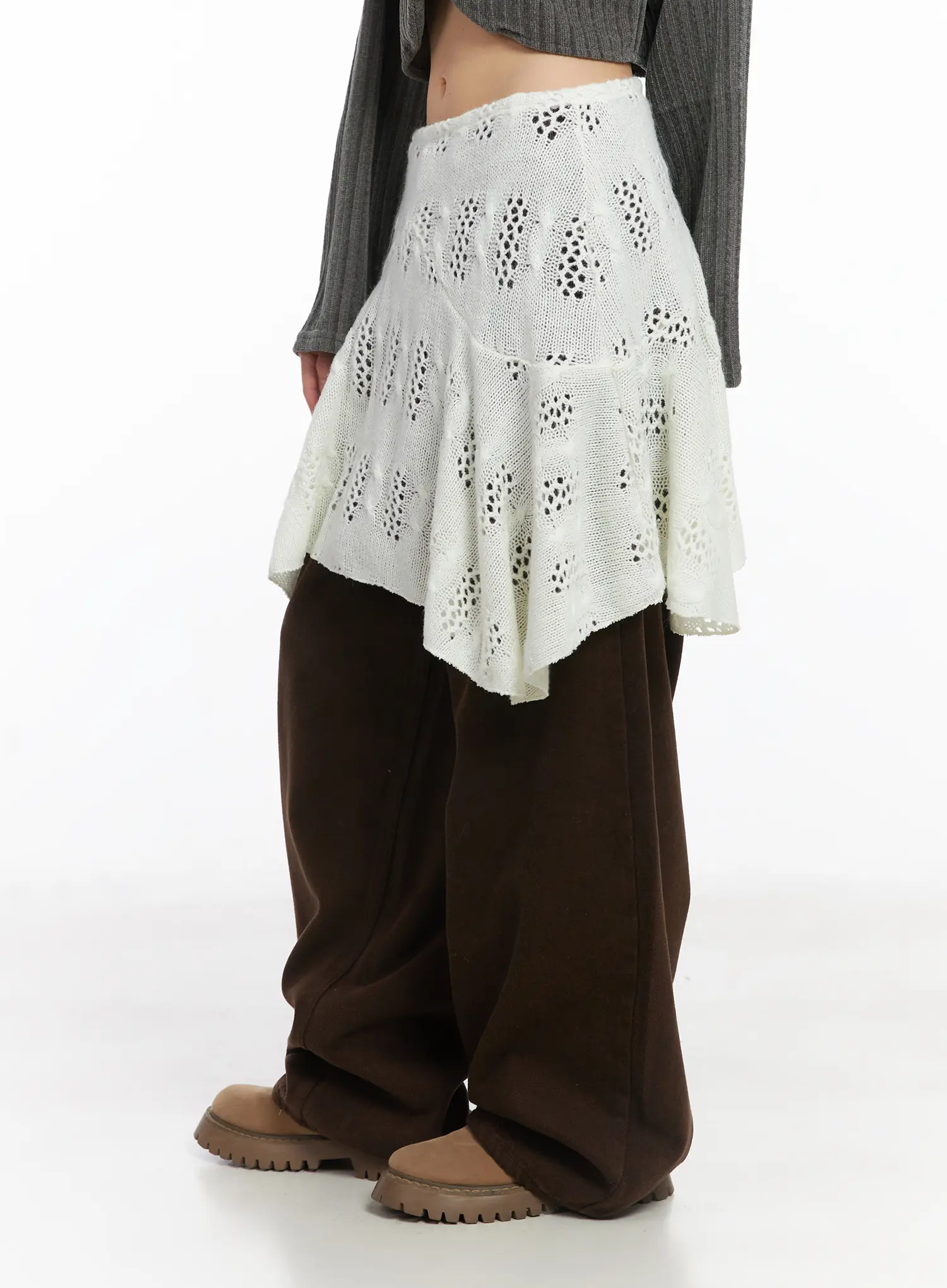 Layered Knit Flare Midi Skirt CD531 - Image 4