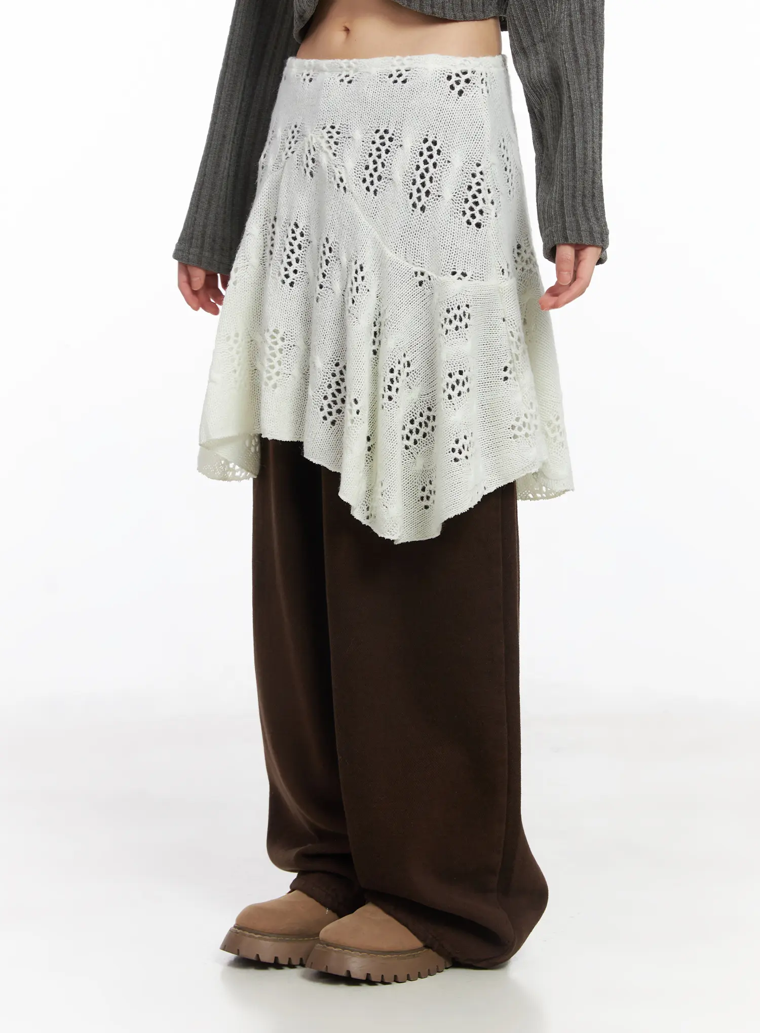 Layered Knit Flare Midi Skirt CD531 - Image 7