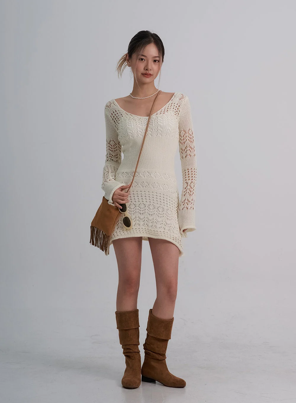Layered Knit Mini Dress And Thin Straps Mini Dress Set CO19 - Image 3