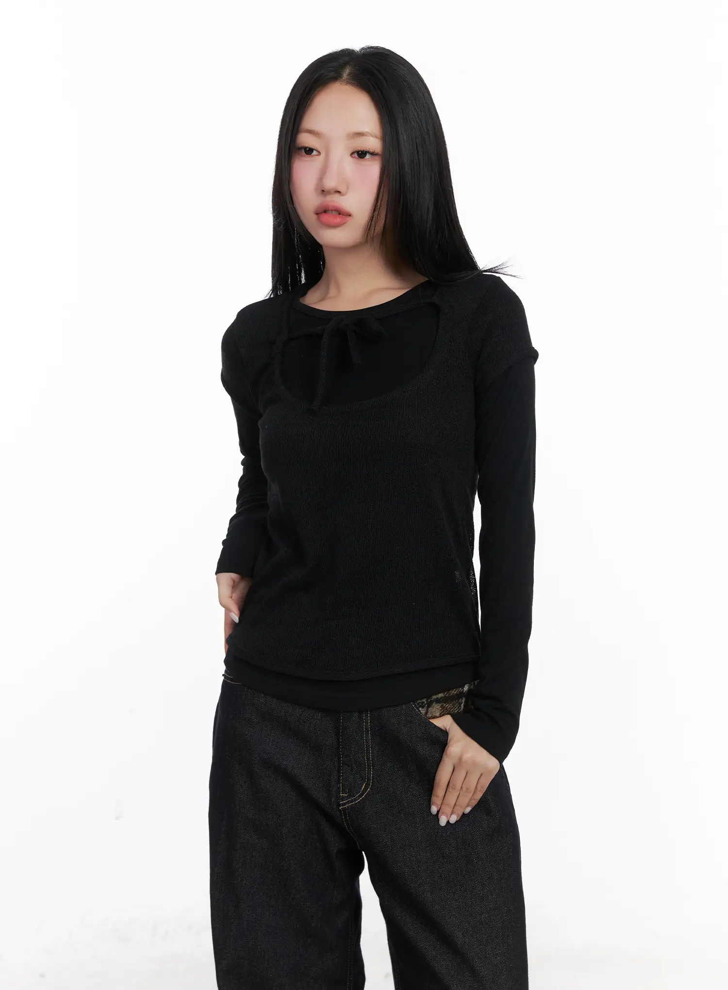 Layered Knit Tie Top Set CD501 - Image 8