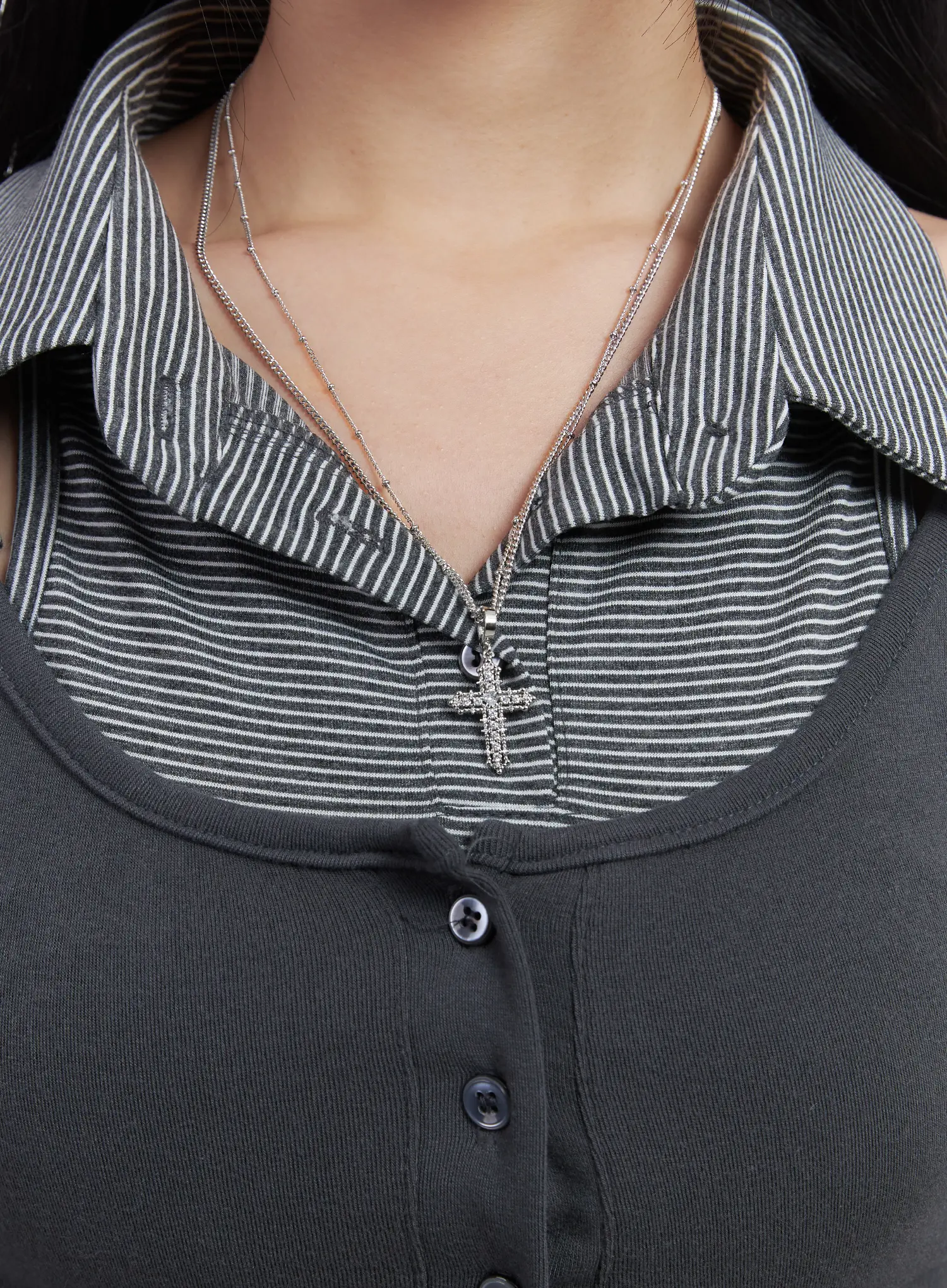 Layered Linear Charm Necklace CD530
