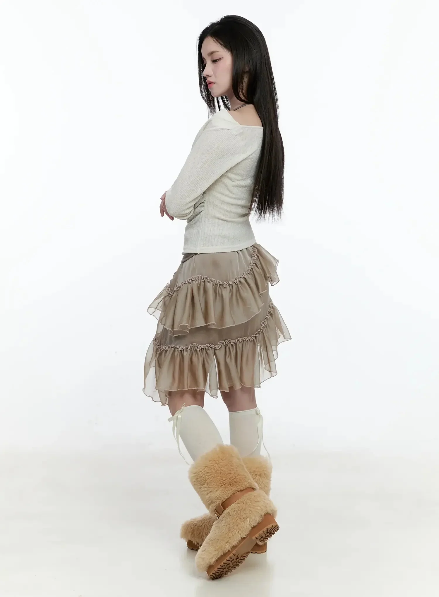 Layered Midi Chiffon Skirt IO520 - Image 4