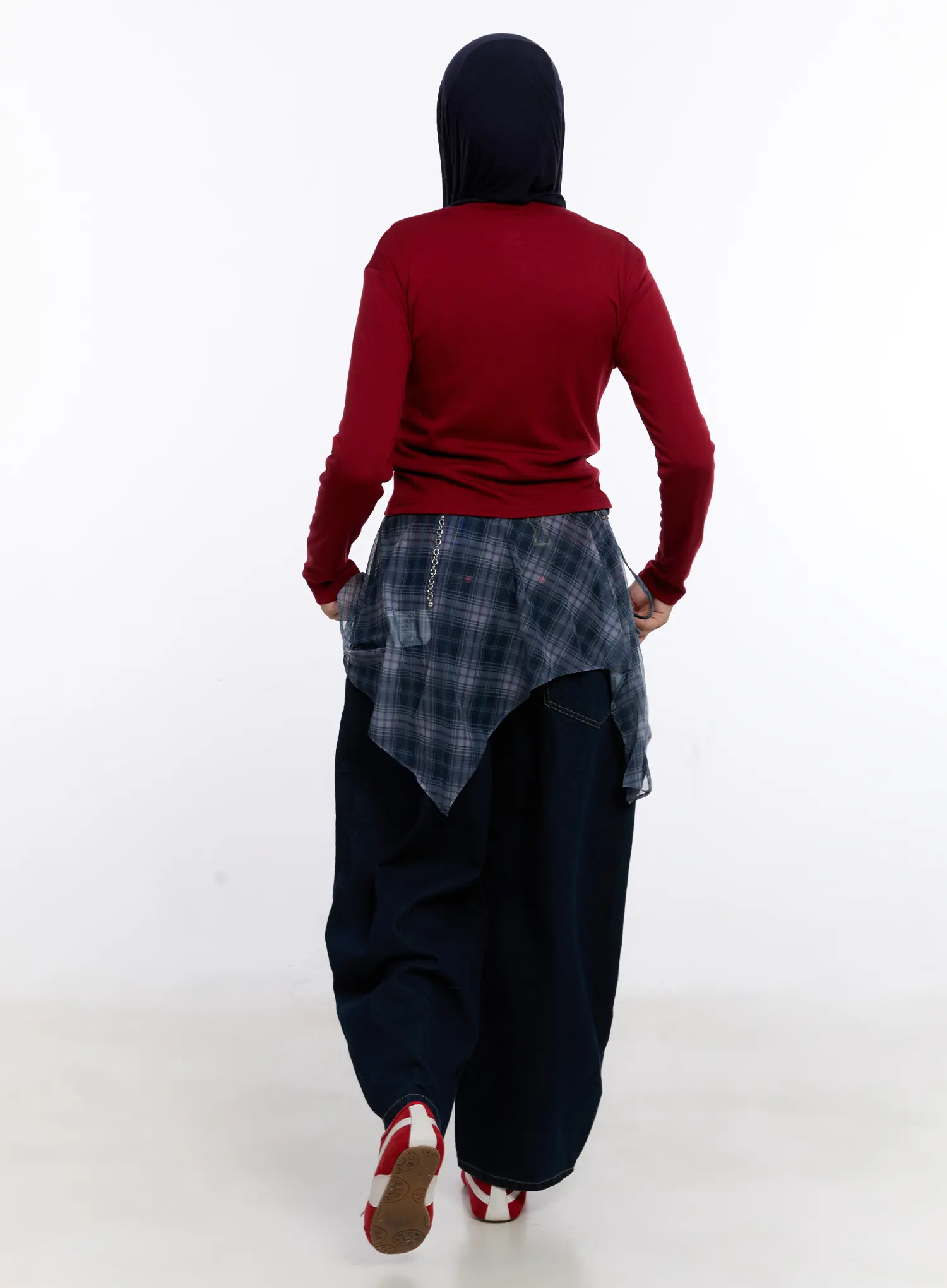 Layered Plaid Mesh Midi Skirt CS524 - Image 4
