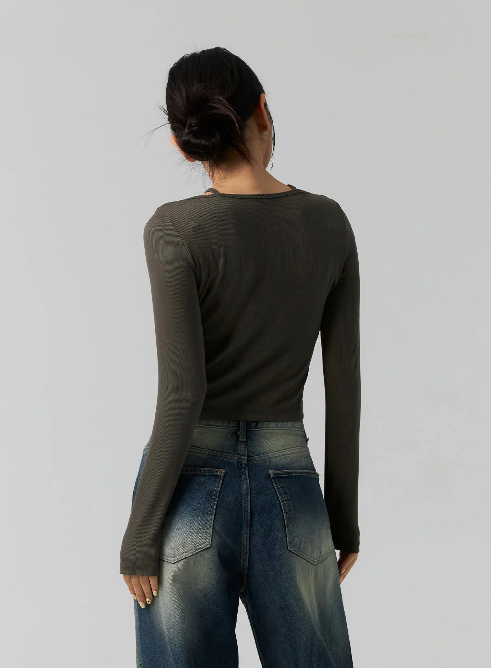 Layered Ribbed Long Sleeve Top CS308 - Image 5