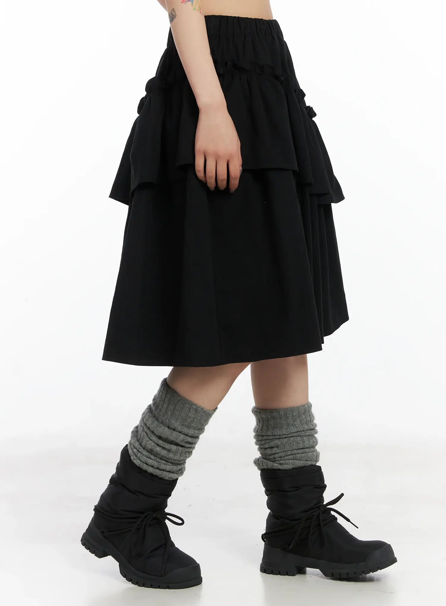 Layered Ruffle Flare Midi Skirt CD502 - Image 5