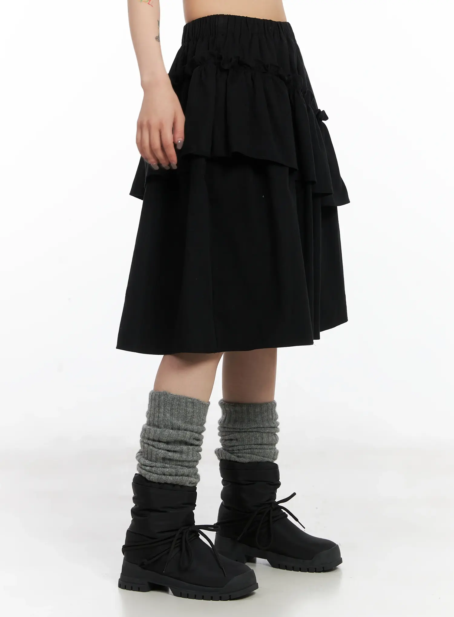 Layered Ruffle Flare Midi Skirt CD502 - Image 9
