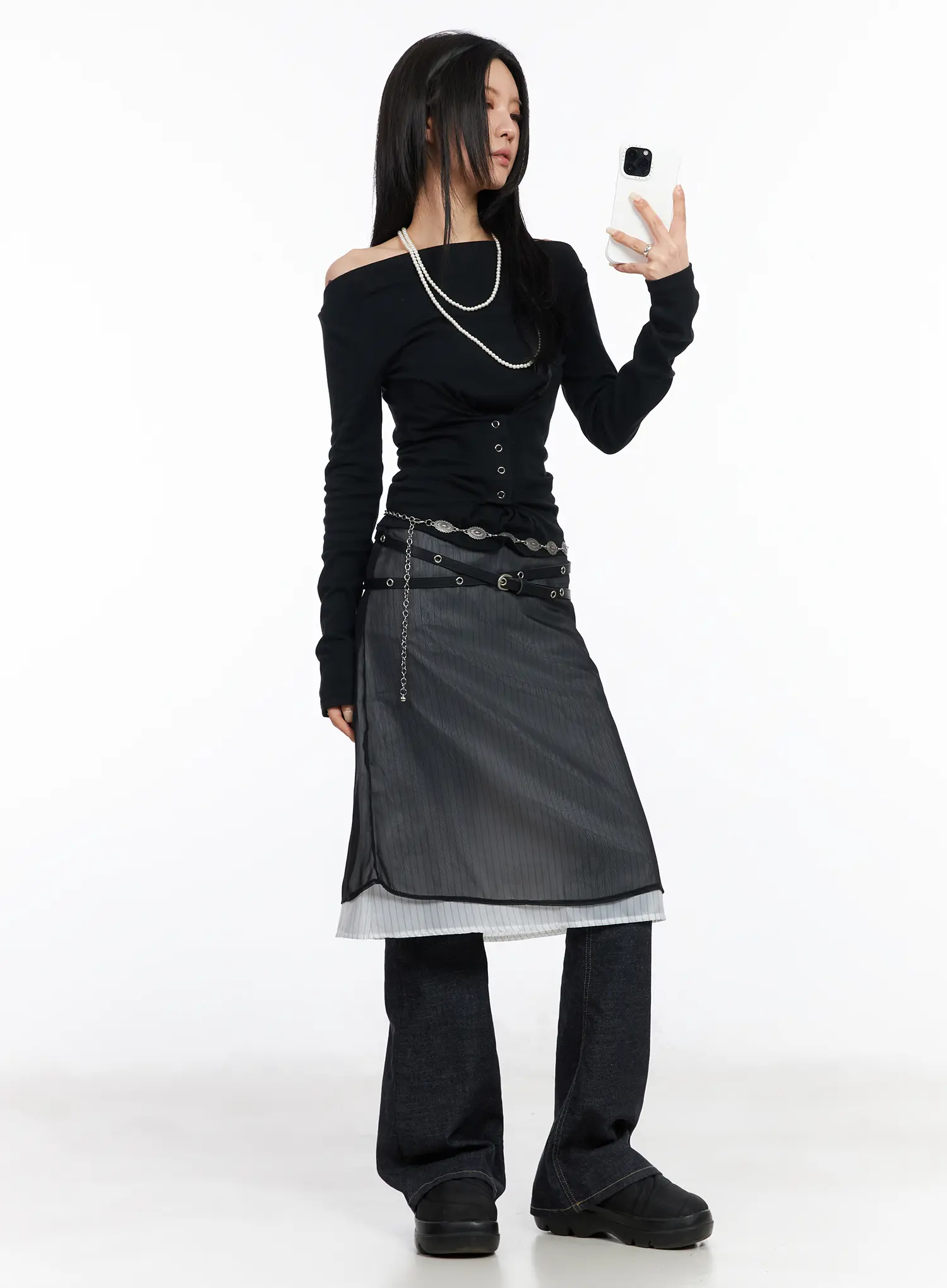 Layered Sheer Midi Skirt CM516