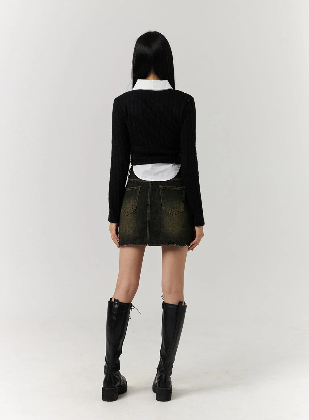 Layered Shirt Buttoned Crop Top CJ404 - Image 7