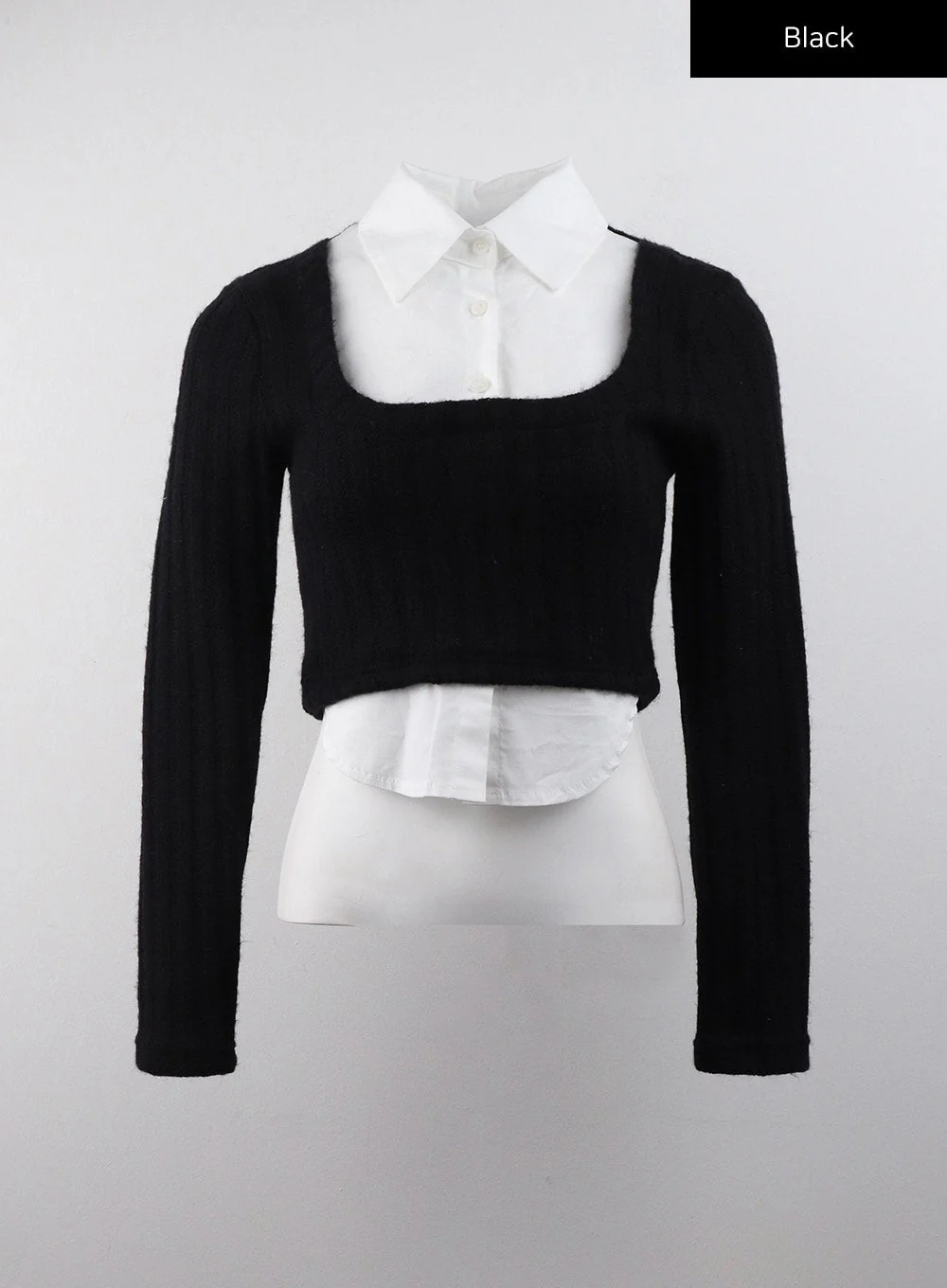 Layered Shirt Buttoned Crop Top CJ404 - Image 8