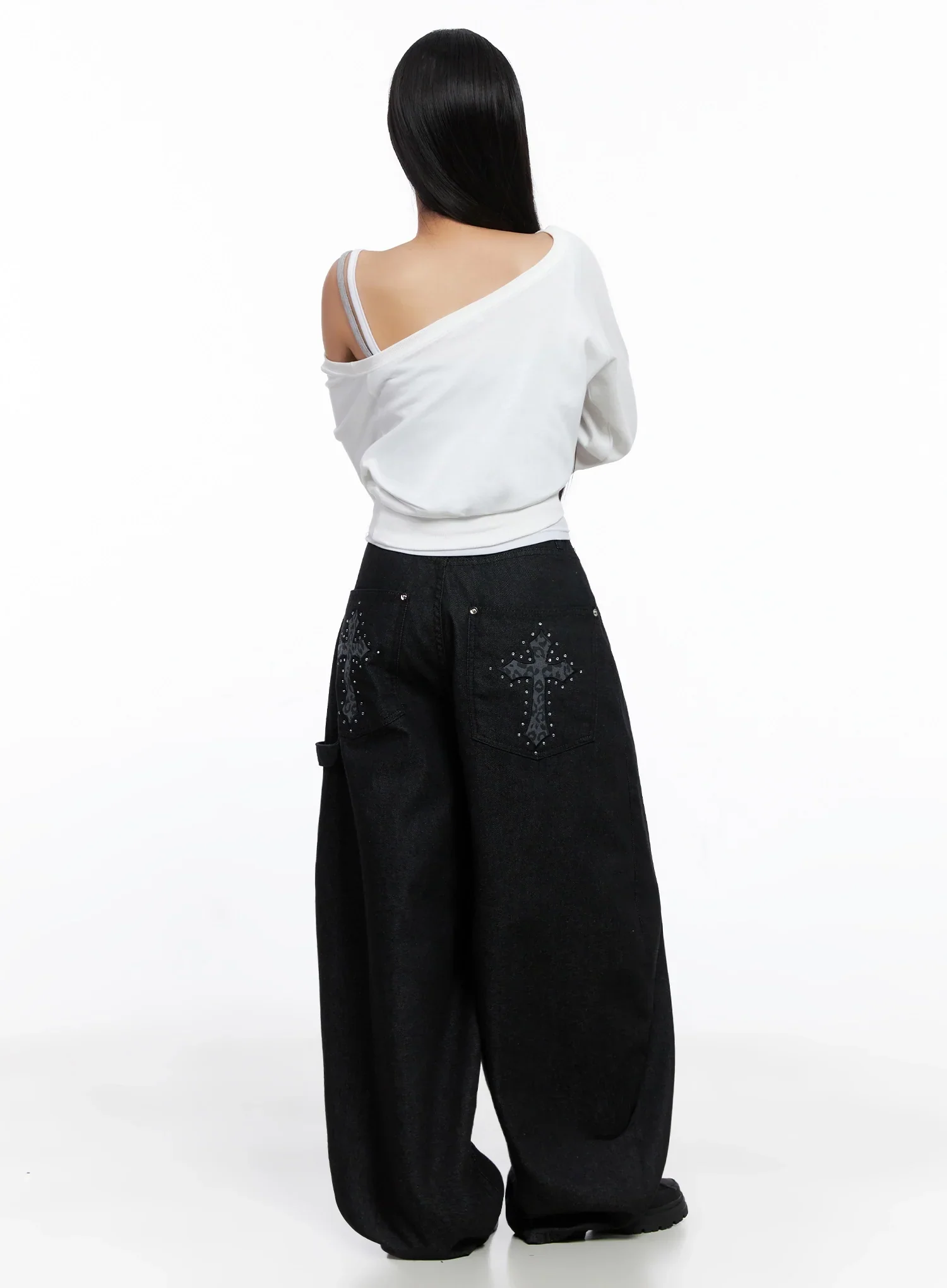 Lea Cross-Patch Baggy Jeans IS525 - Image 14
