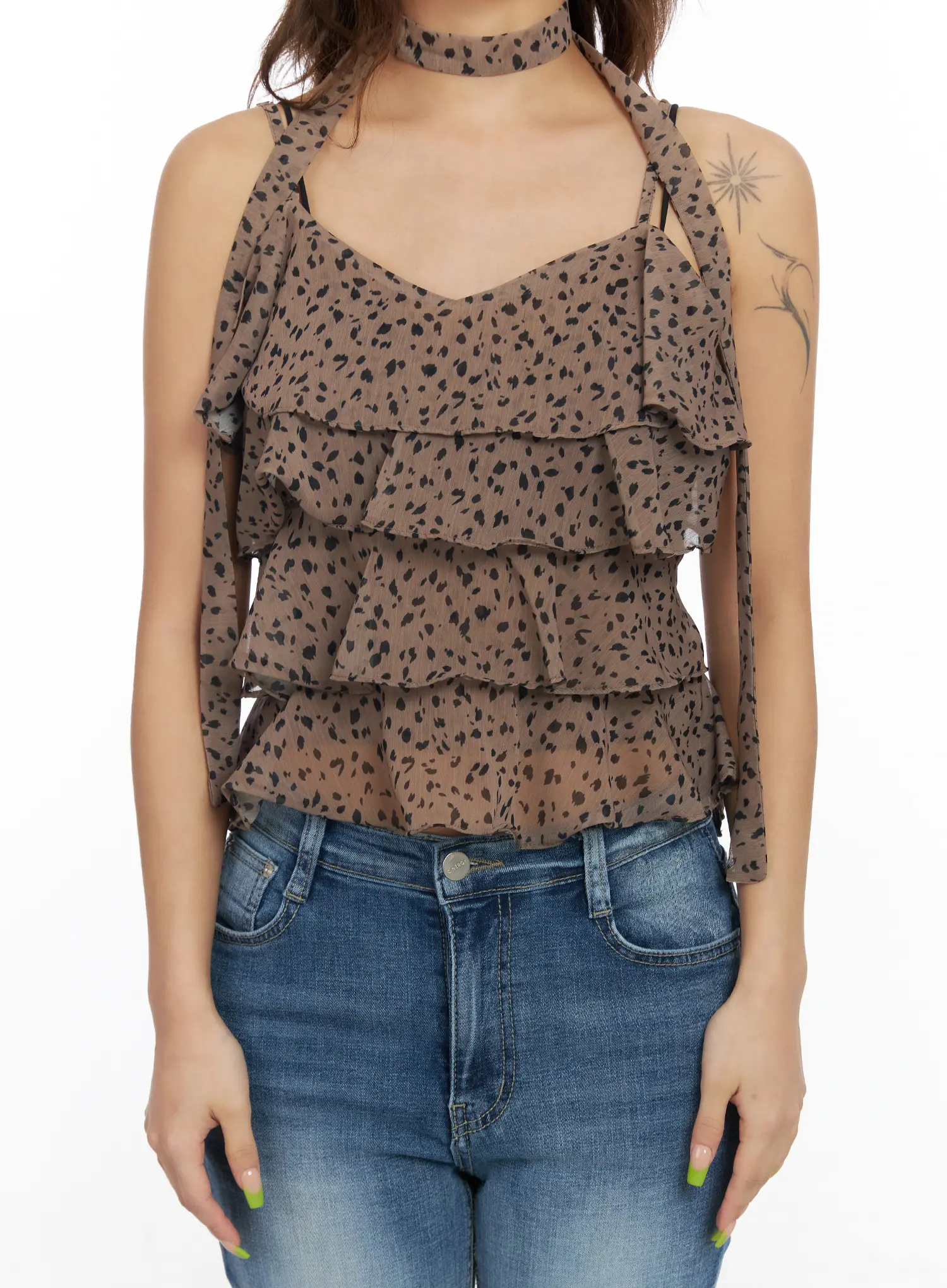 Leopard Print Ruffle Tank CF513 - Image 4