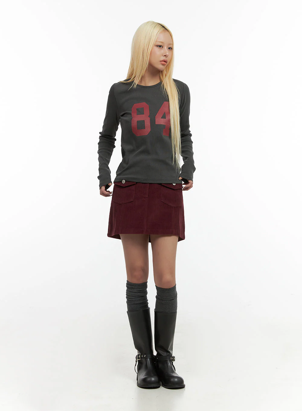Lettering Long-Sleeve Crop Tee CO415 - Image 2