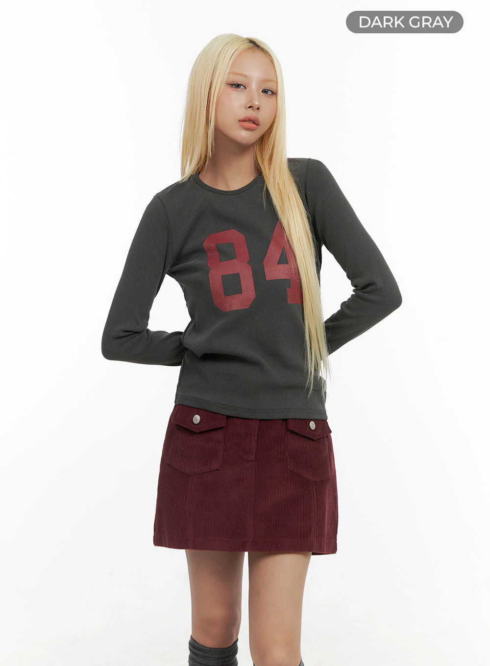 Lettering Long-Sleeve Crop Tee CO415 - Image 7