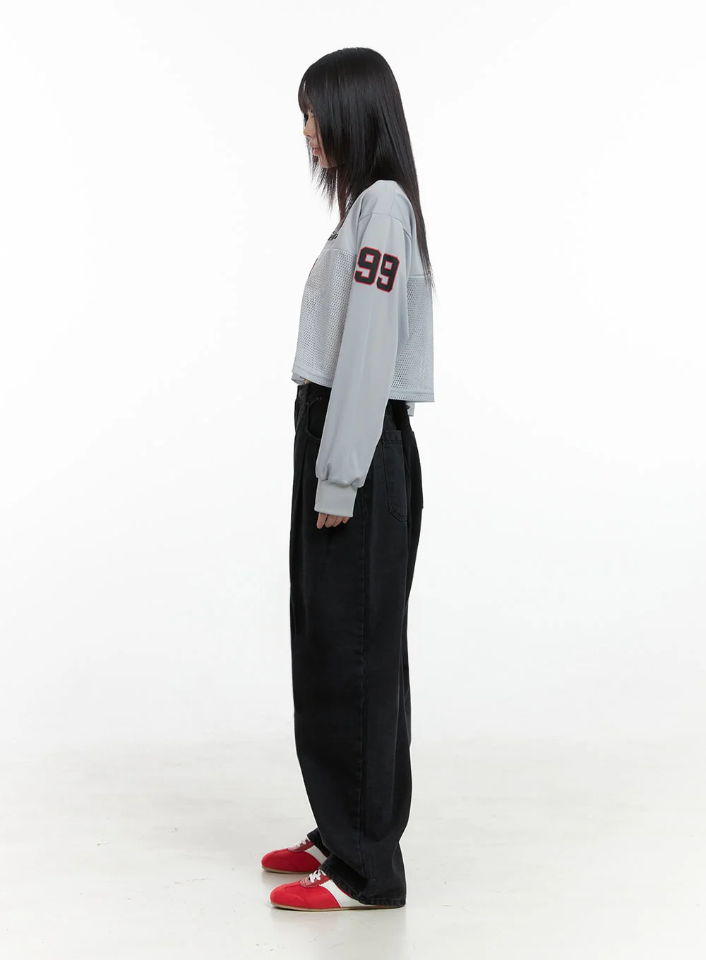 Lettering Mesh Crop Top IO430 - Image 11