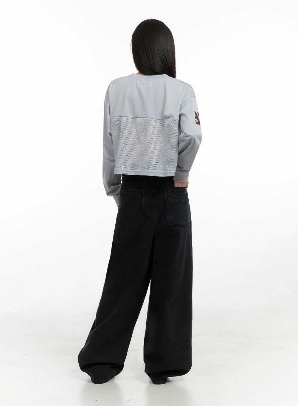 Lettering Mesh Crop Top IO430 - Image 12