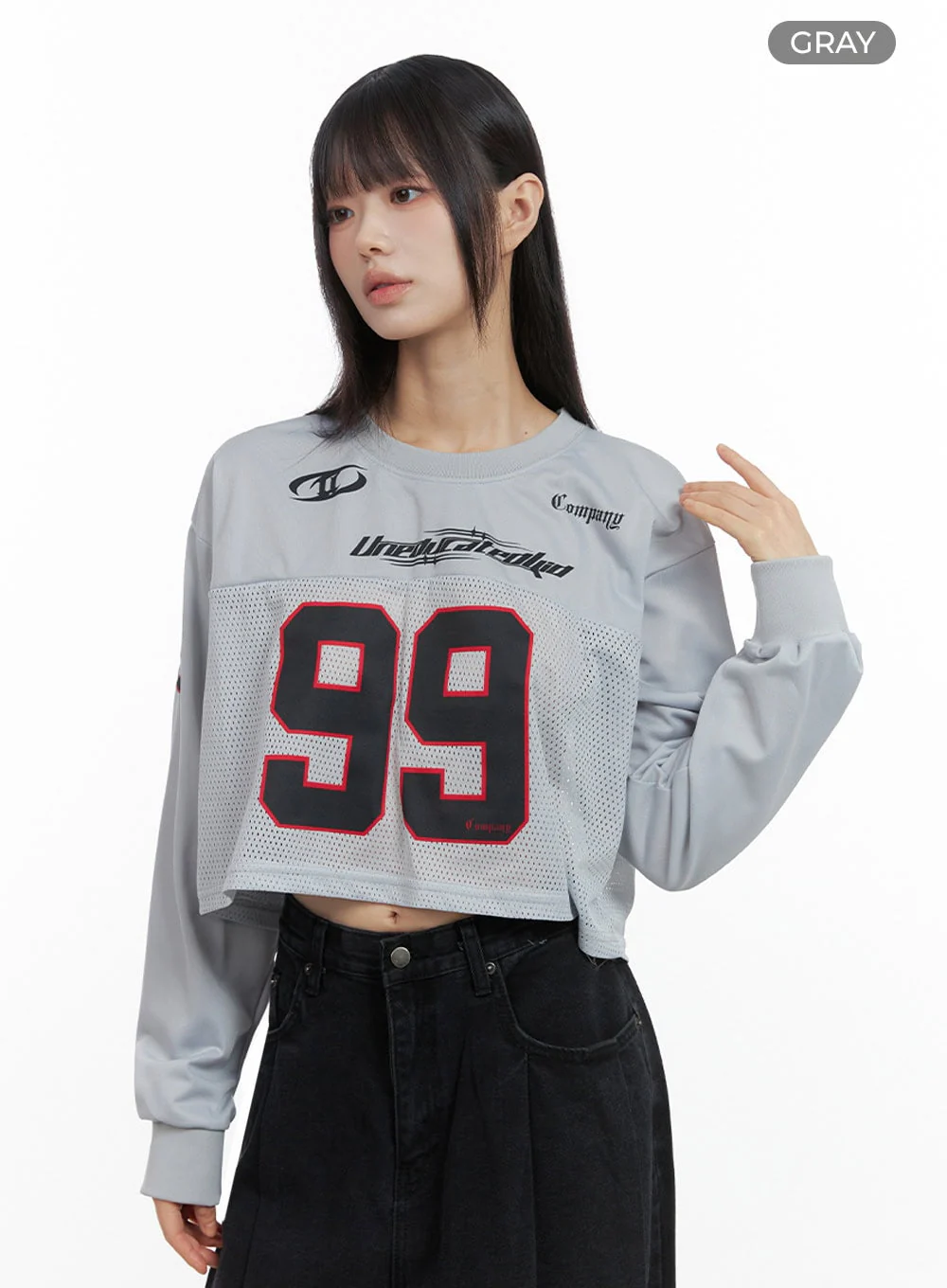 Lettering Mesh Crop Top IO430 - Image 13