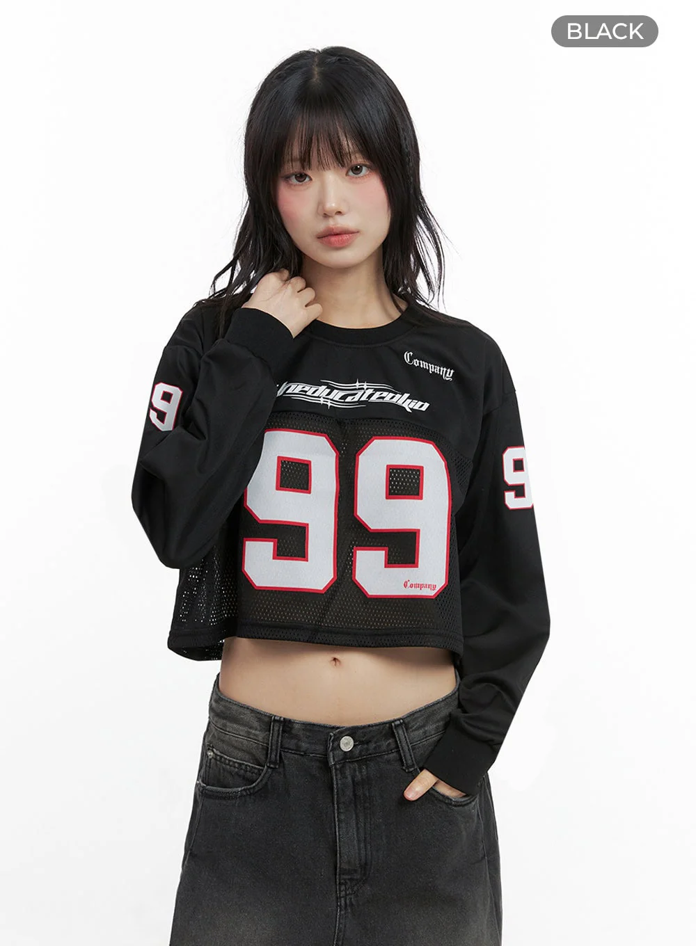 Lettering Mesh Crop Top IO430 - Image 15