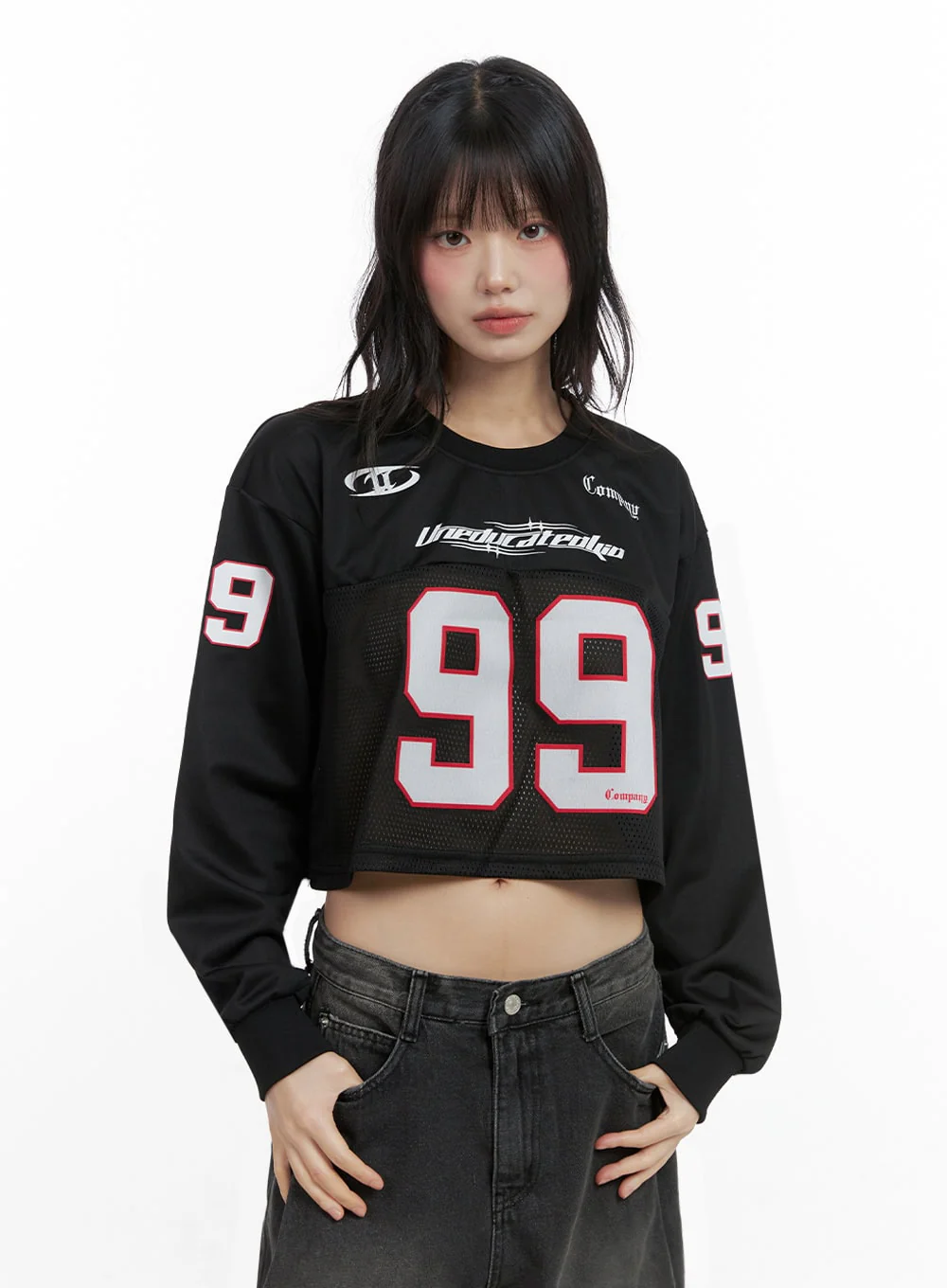 Lettering Mesh Crop Top IO430 - Image 2
