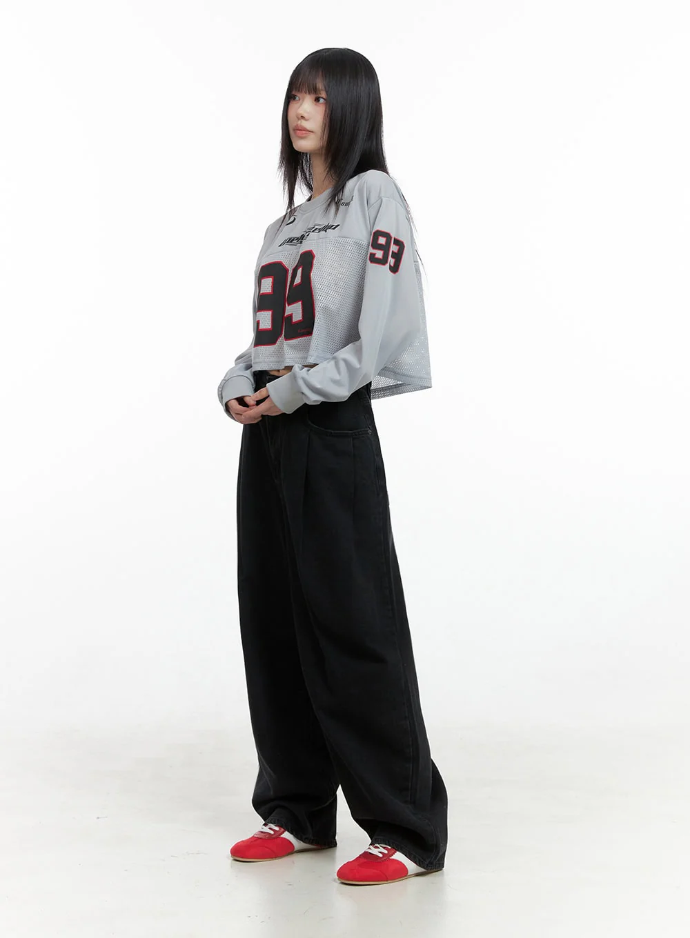 Lettering Mesh Crop Top IO430 - Image 3