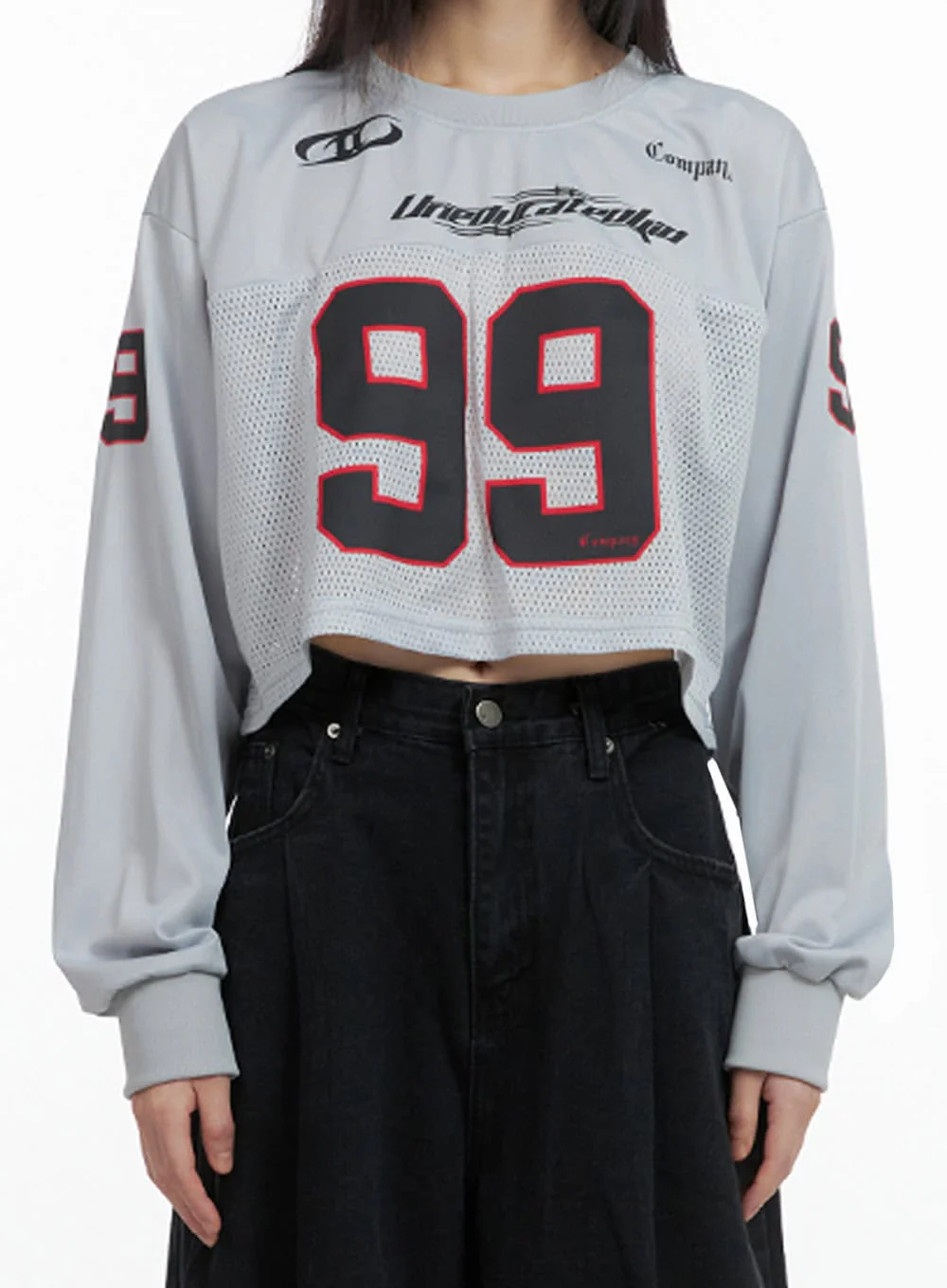 Lettering Mesh Crop Top IO430 - Image 4