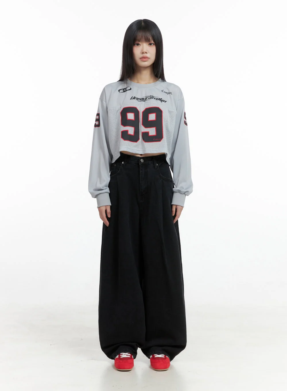 Lettering Mesh Crop Top IO430 - Image 5