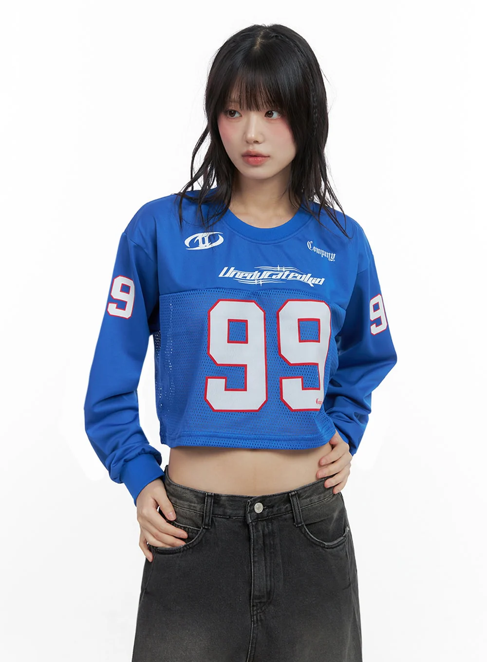 Lettering Mesh Crop Top IO430 - Image 6