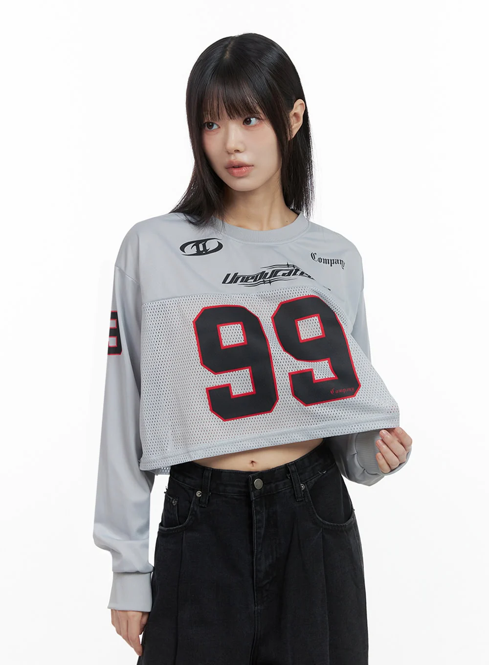 Lettering Mesh Crop Top IO430 - Image 7