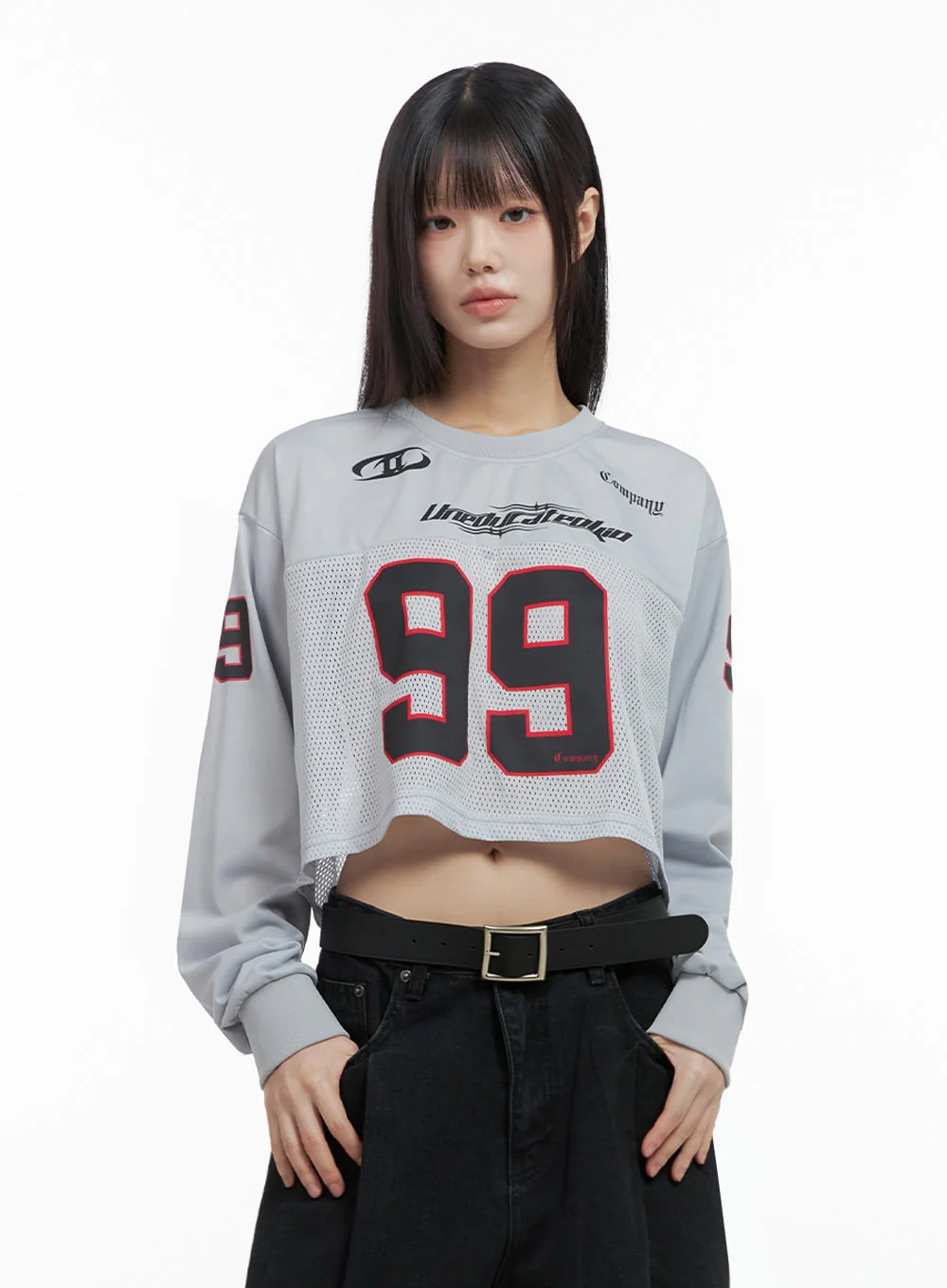 Lettering Mesh Crop Top IO430 - Image 8