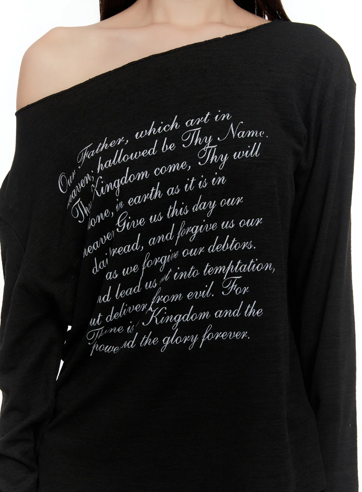 Lettering Off-Shoulder Long Sleeve CS517 - Image 7