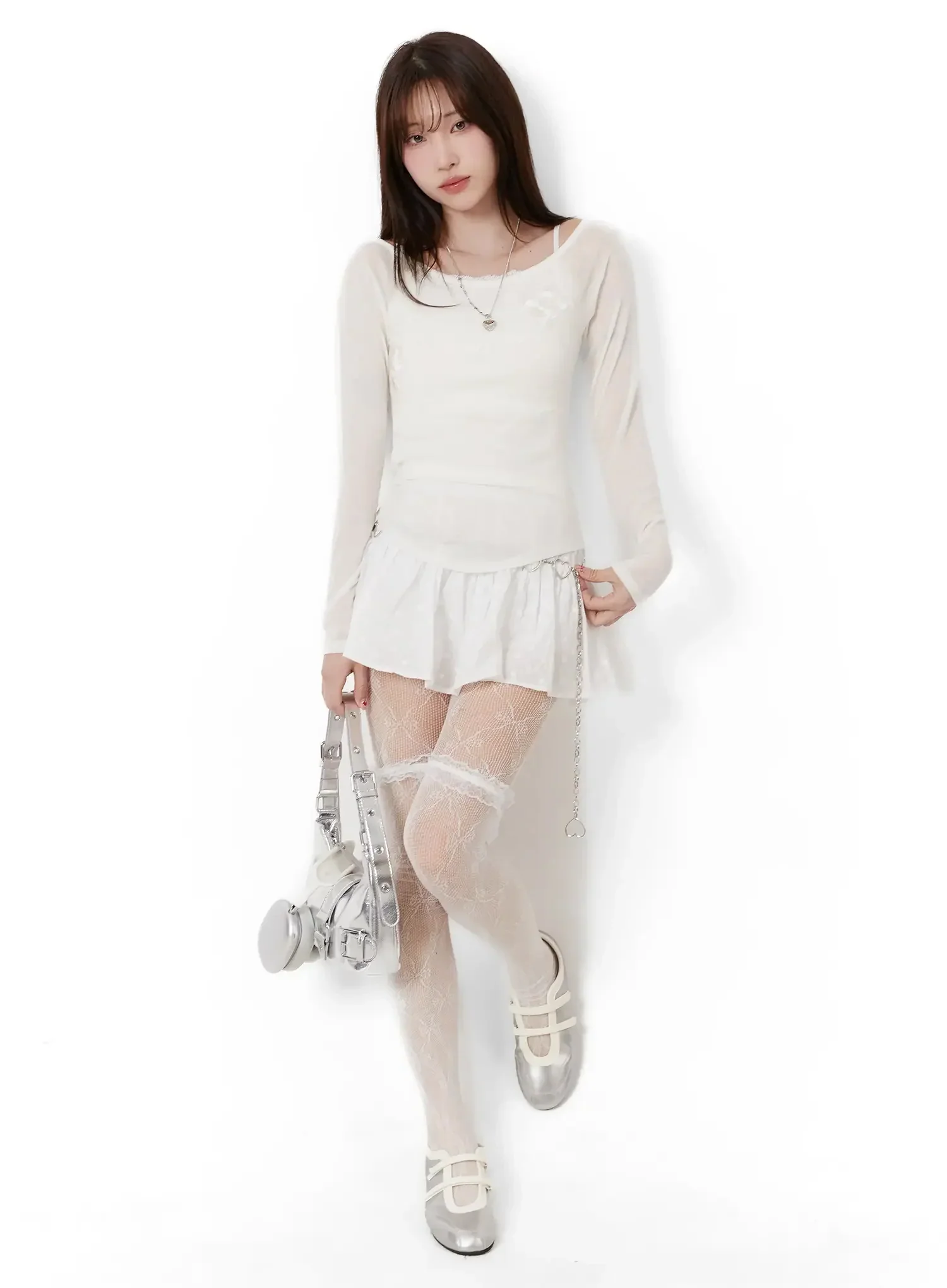 Lettering Sheer Top IJ521 - Image 3