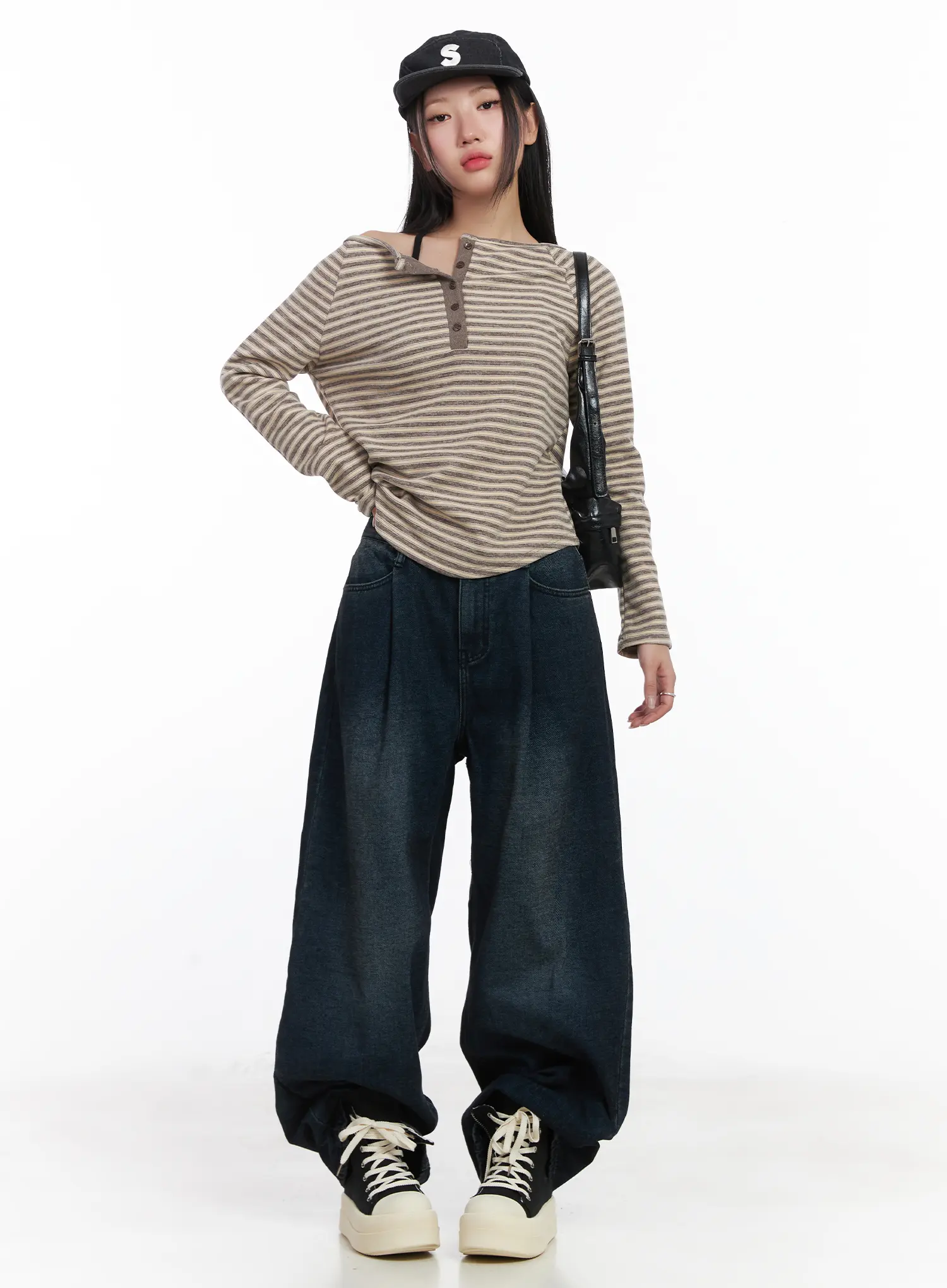 Lettie Fleece Pintuck Wide Leg Jeans CD529 - Image 2