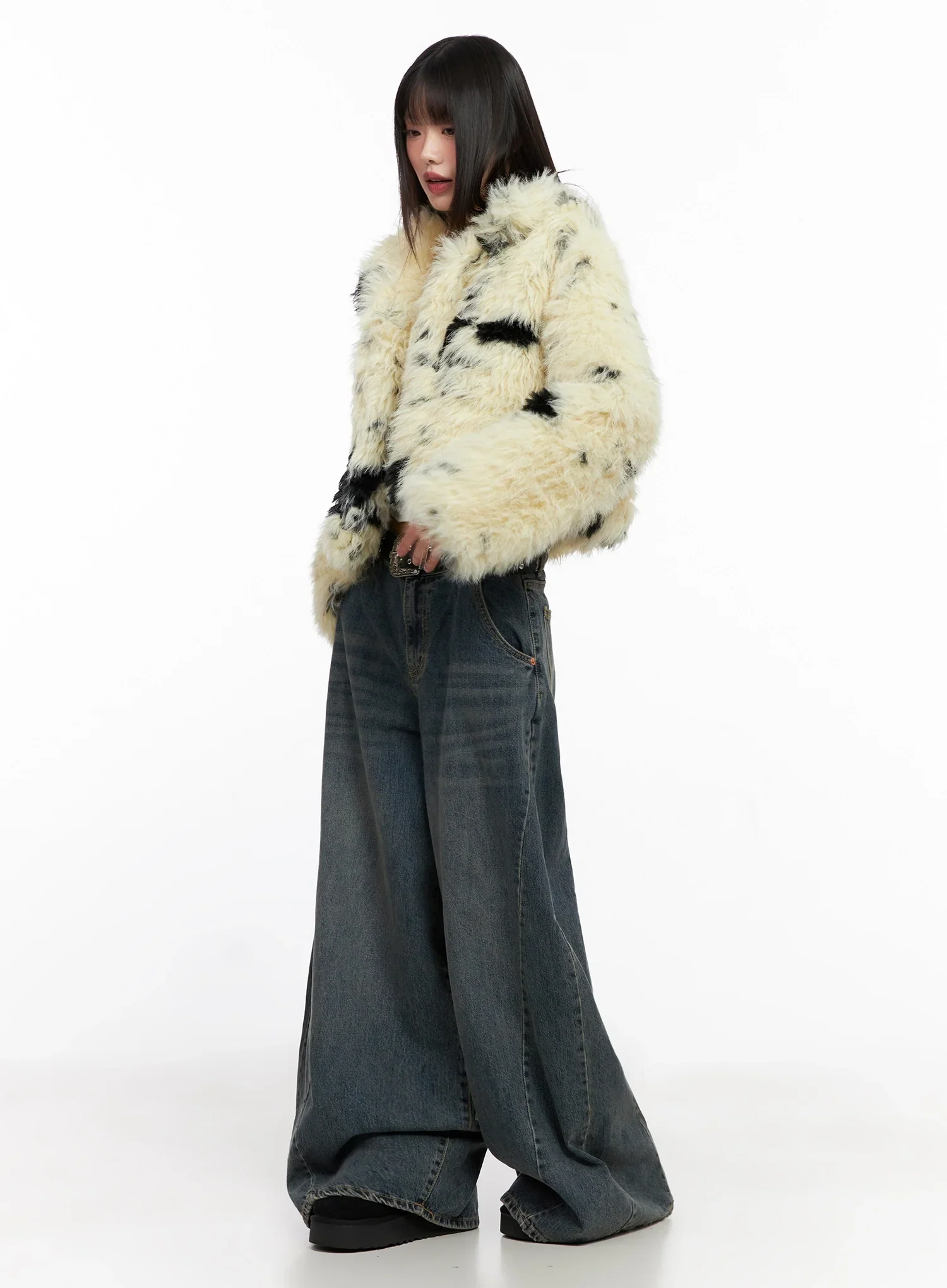 Light Merle Faux Fur Jacket IN503 - Image 9