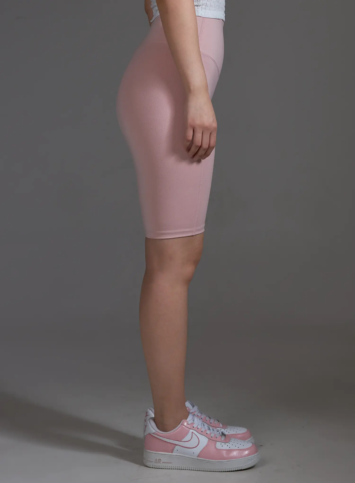 Light Pink High-Waist Biker Shorts (Light Pink) IO517 - Image 6