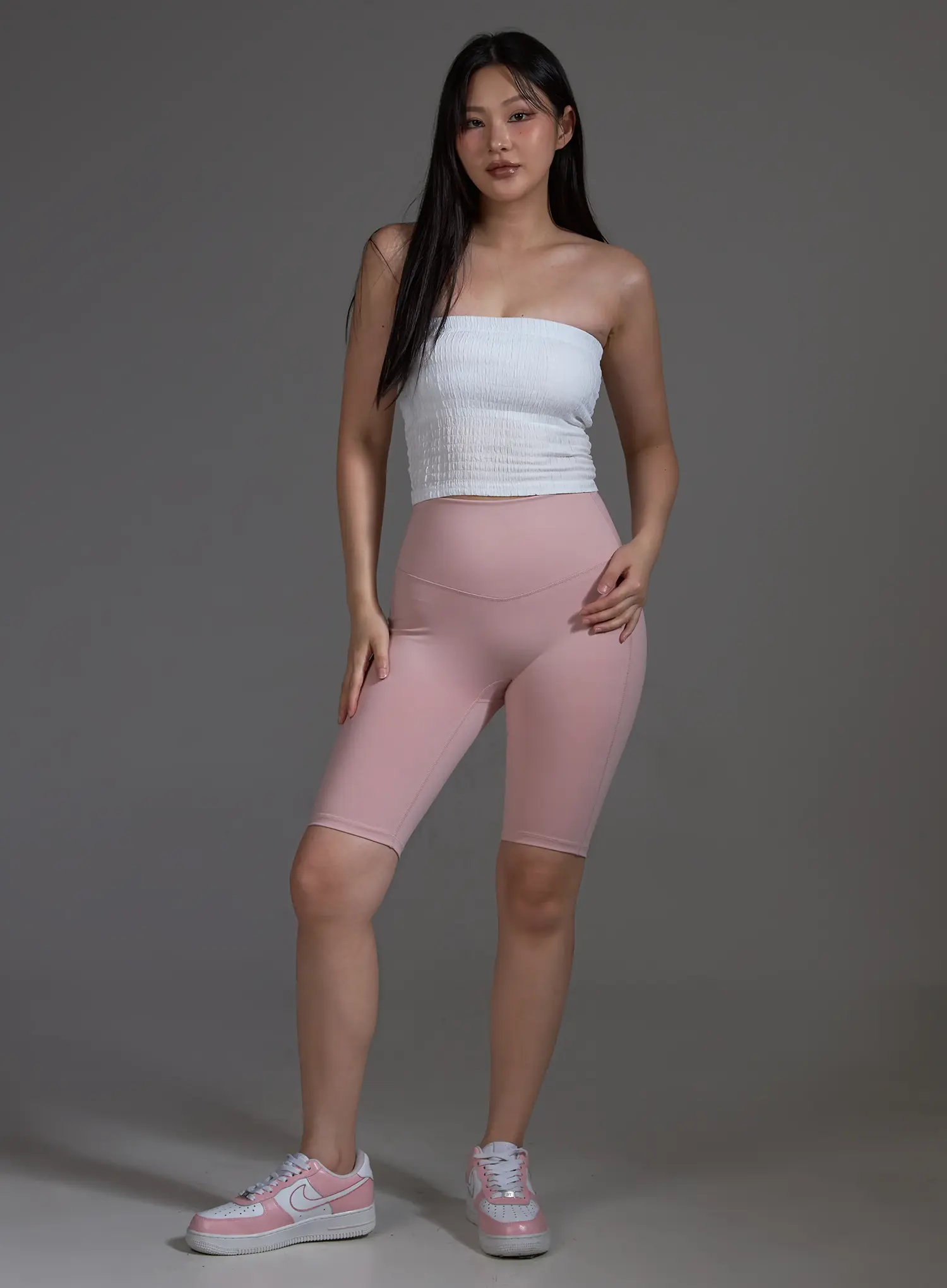 Light Pink High-Waist Biker Shorts (Light Pink) IO517 - Image 8