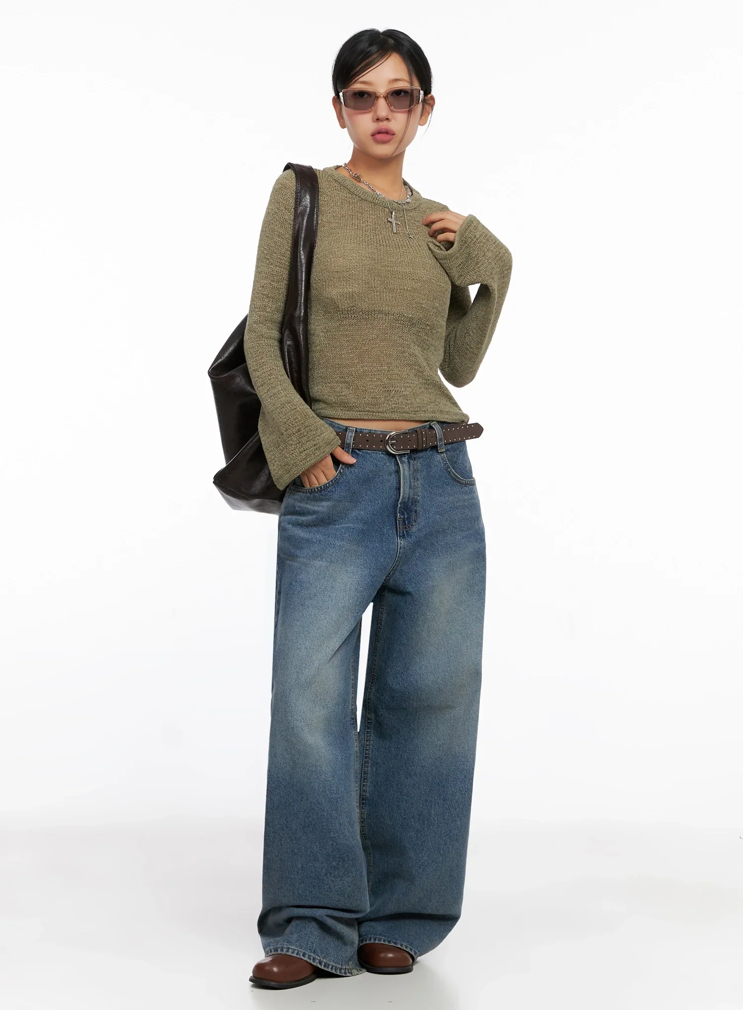 Lilah Wide-Leg Washed Jeans IG527 - Image 16