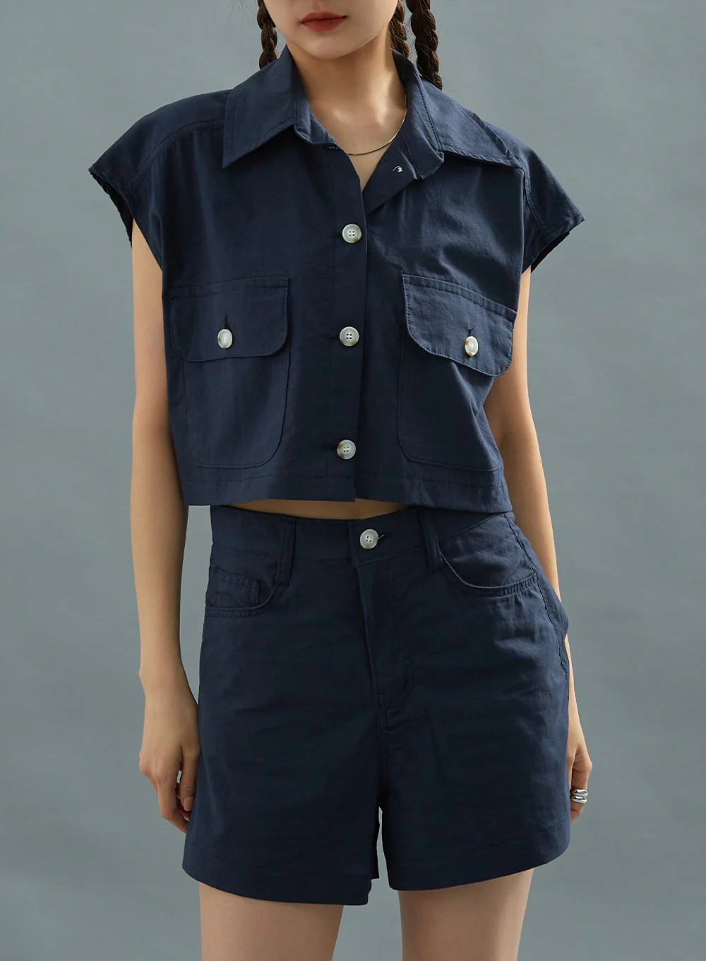 Linen Crop Shirt CU22 - Image 2