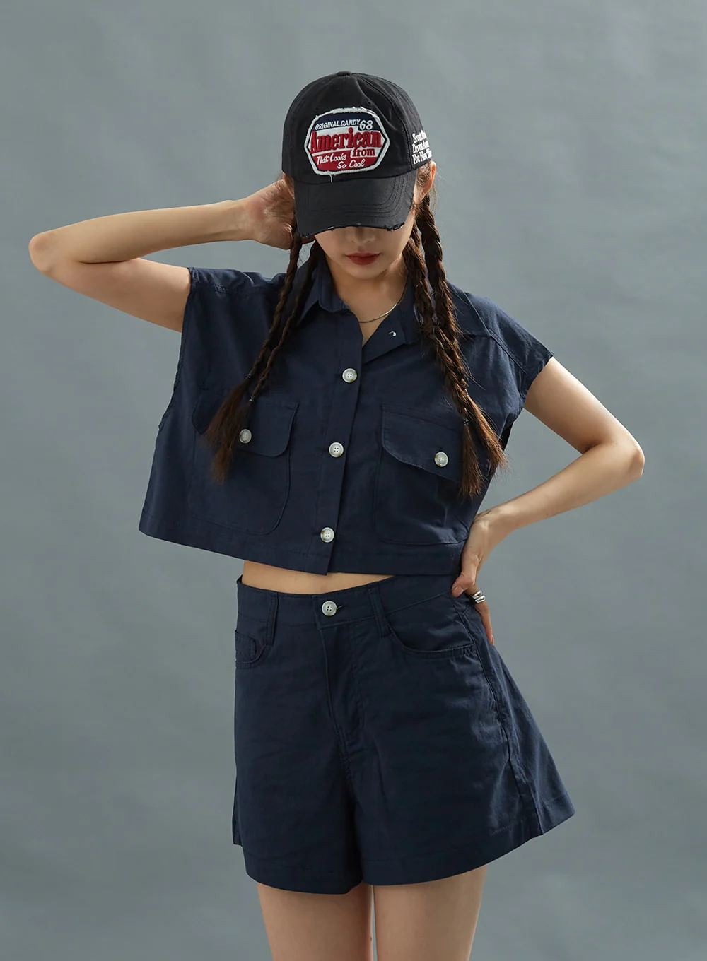 Linen Crop Shirt CU22 - Image 9