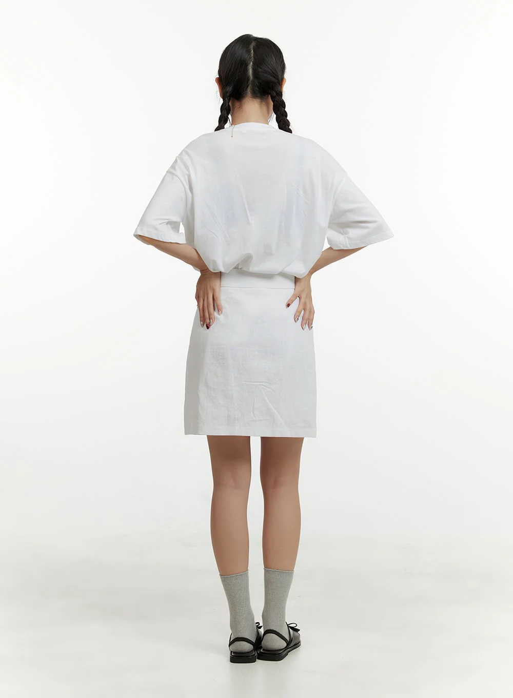 Linen Mini Skirt OY413 - Image 5