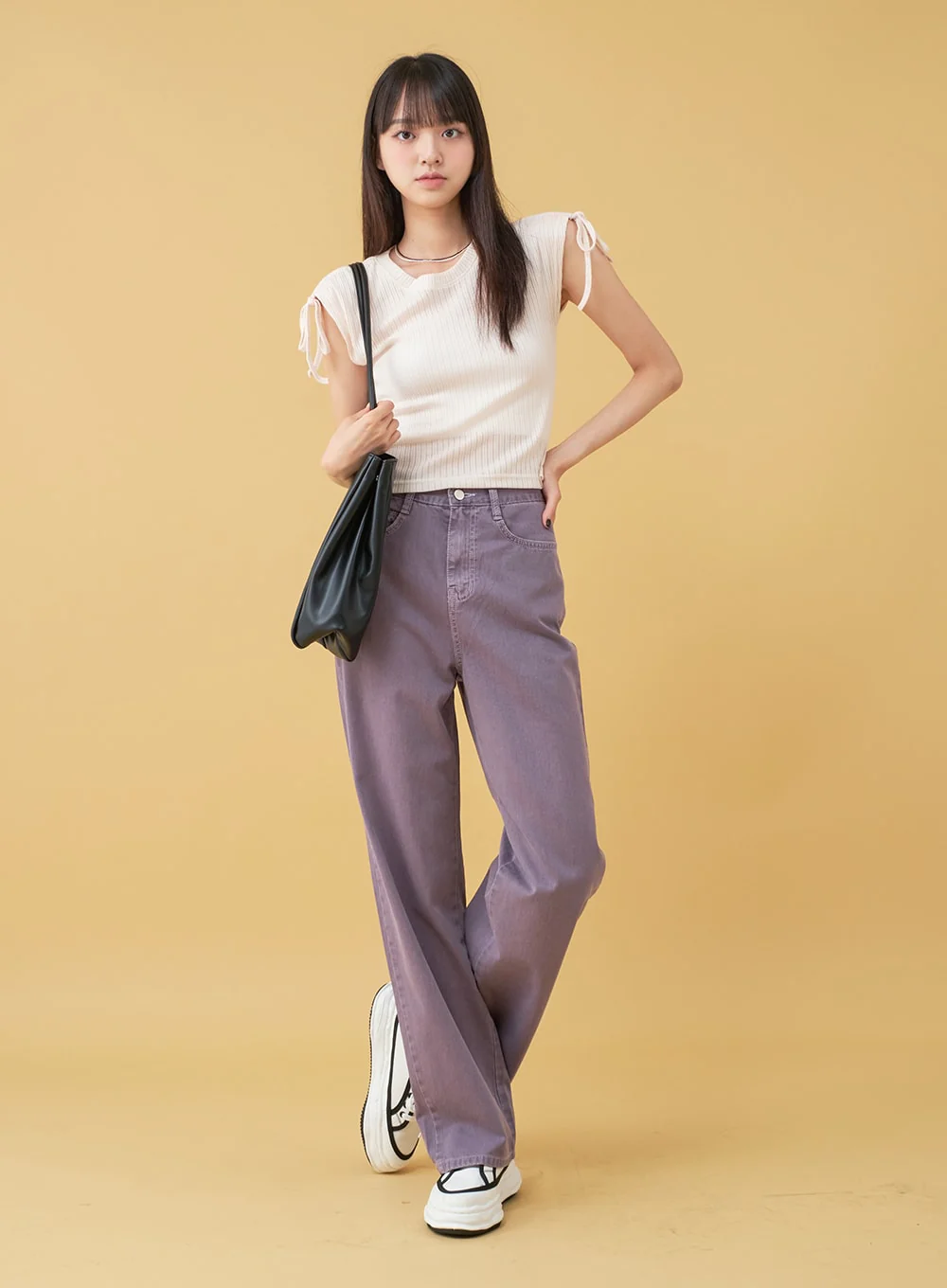 Long Cotton Colored Wide Pants OU15 - Image 8