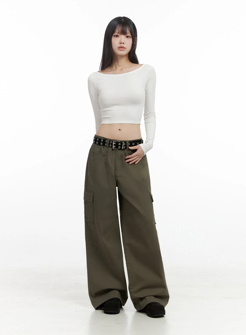 Long-Sleeve Slim Crop Top IO430 - Image 2